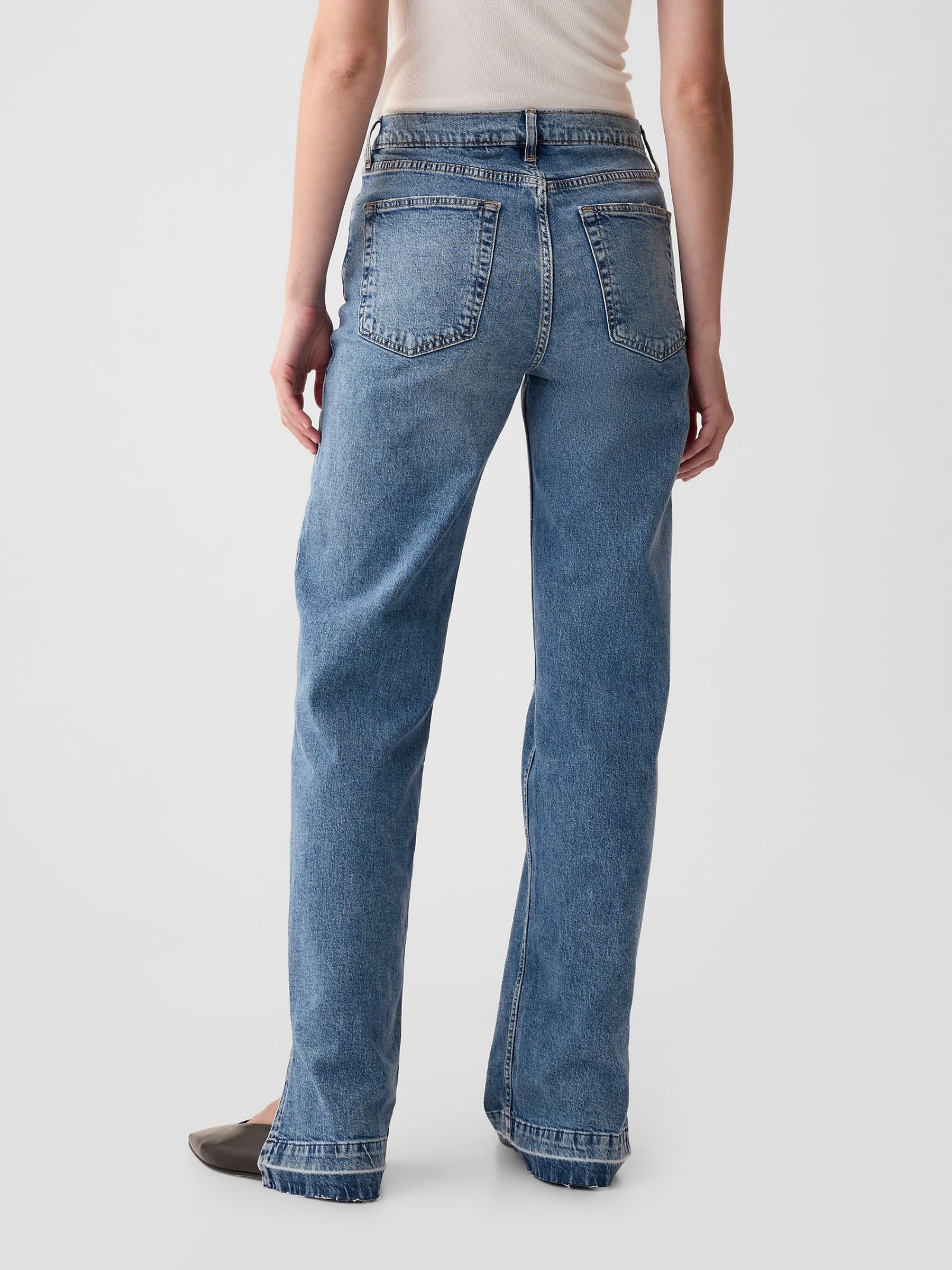 Mid Blue 90s Loose Split Hem Mid Rise Jeans - Image 2 of 5