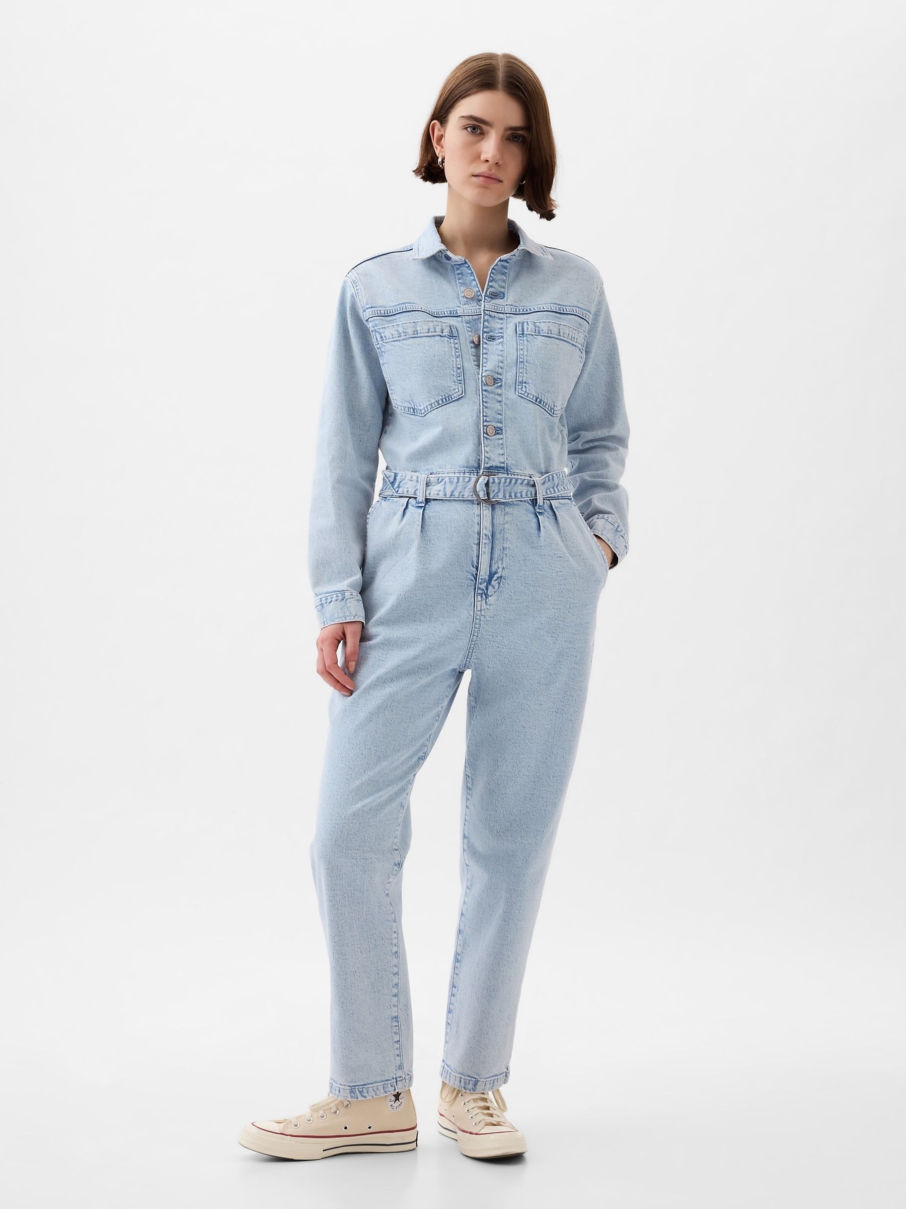 Blue Belted Denim Jumpsuit - Image 3 of 5