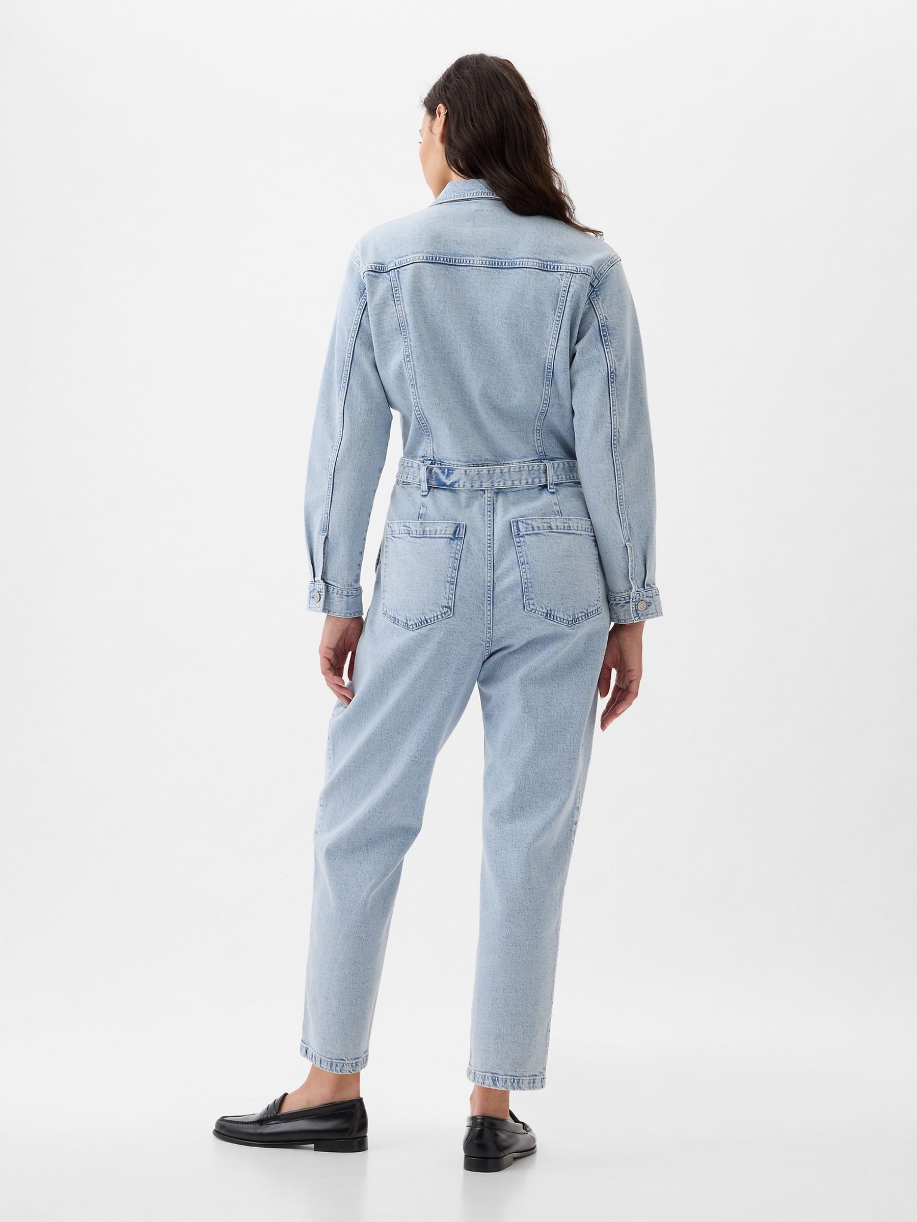 Blue Belted Denim Jumpsuit - Image 5 of 5