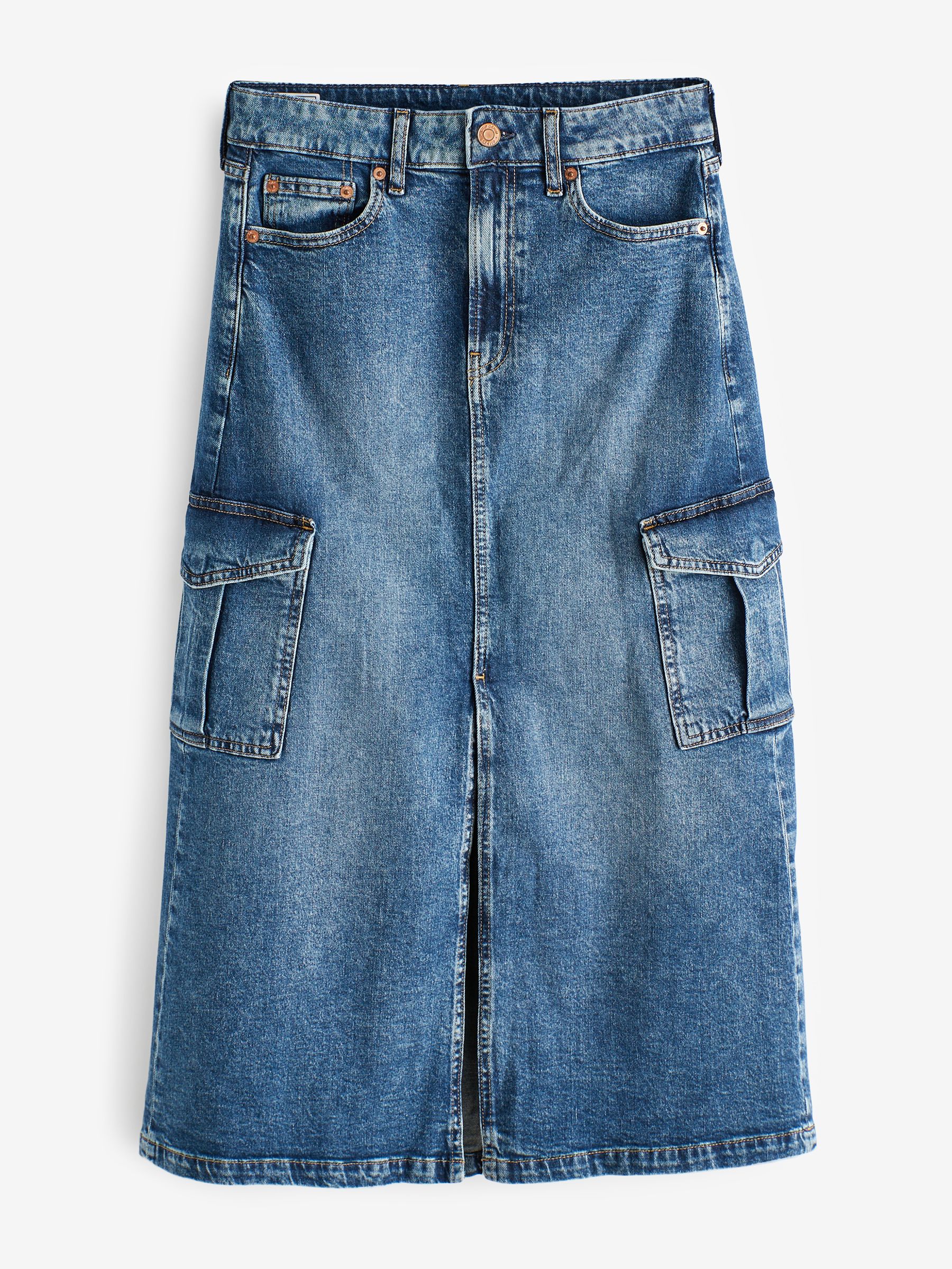 Blue Cargo Denim Maxi Skirt - Image 4 of 8