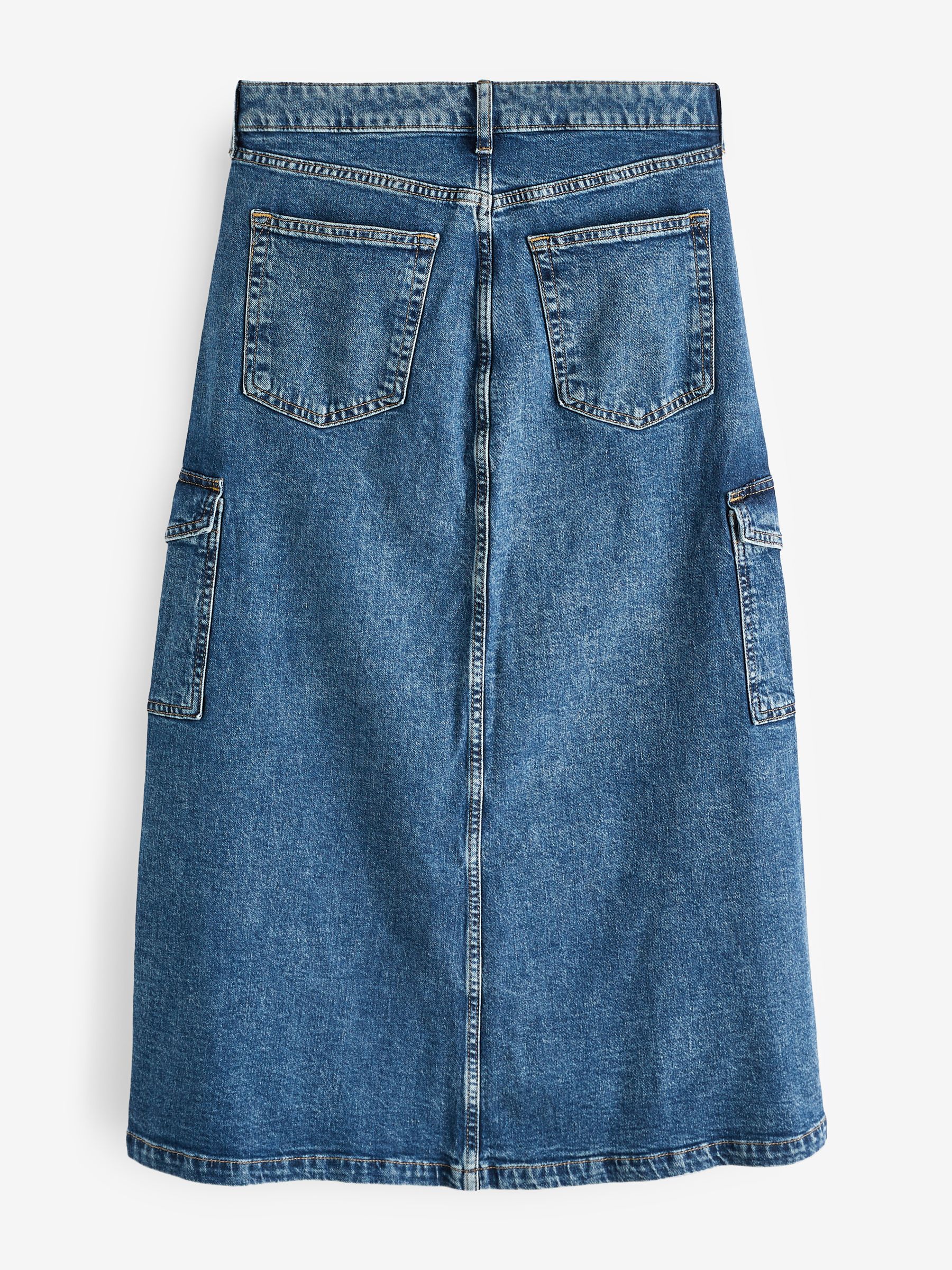 Blue Cargo Denim Maxi Skirt - Image 5 of 8