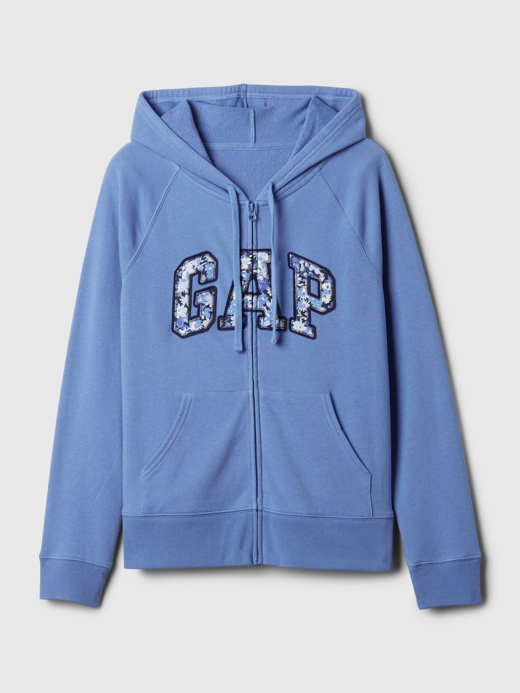 Blue Floral Logo Zip Hoodie - Image 4 of 4