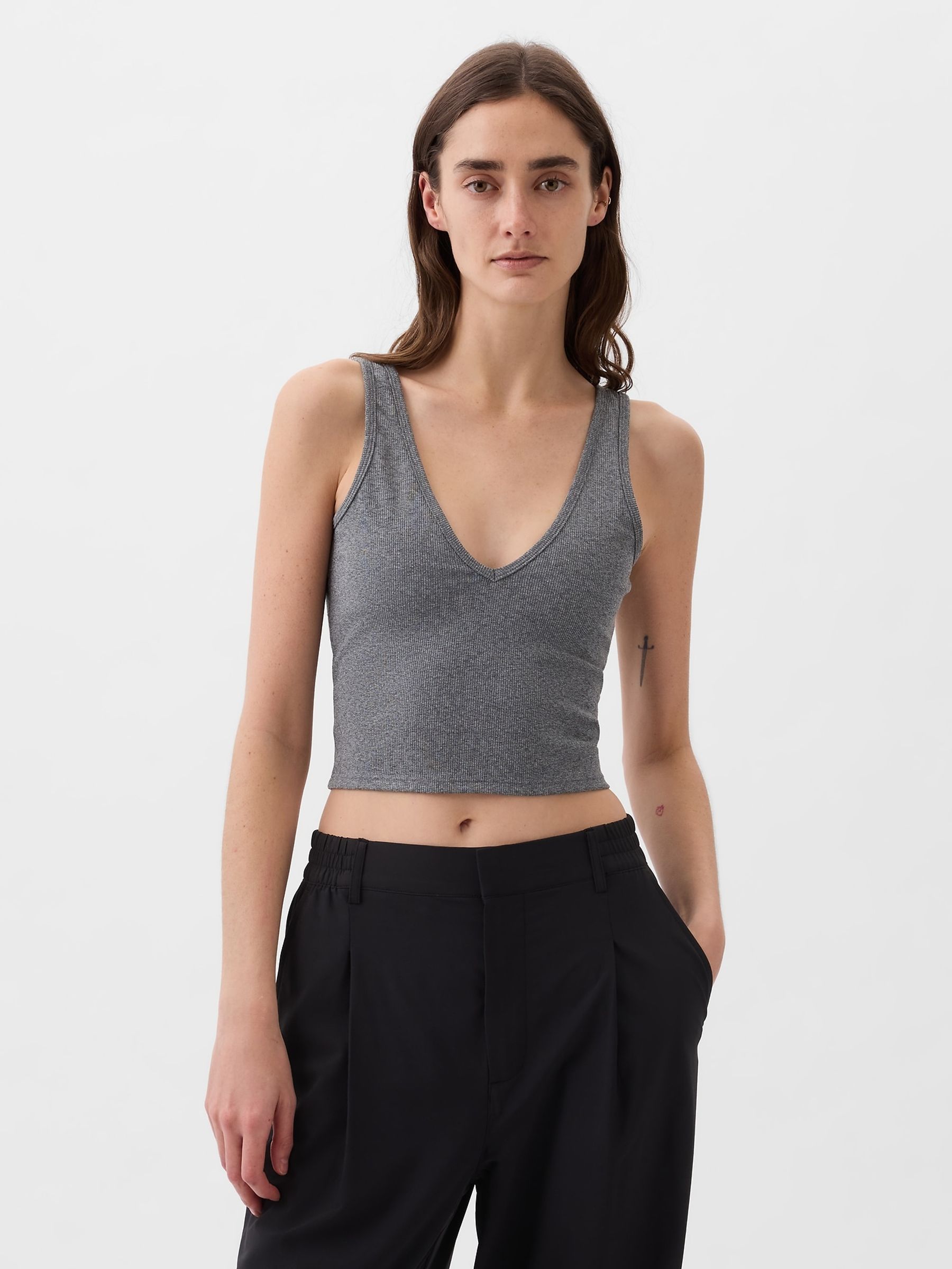 Grey Built-in-Bra V-Neck Vest - Image 1 of 1