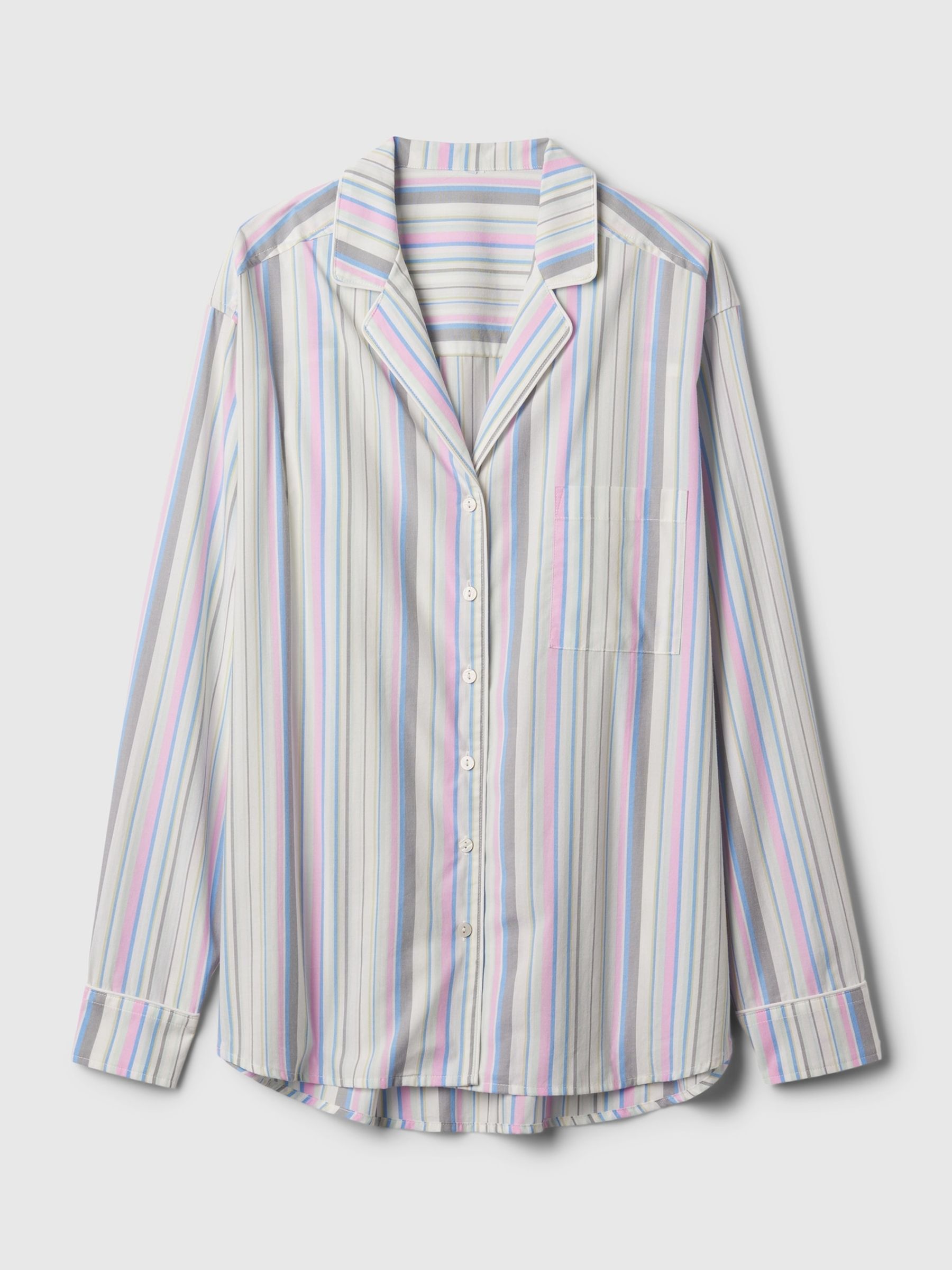 Blue Stripe Poplin Pyjama Long Sleeve Shirt - Image 3 of 3