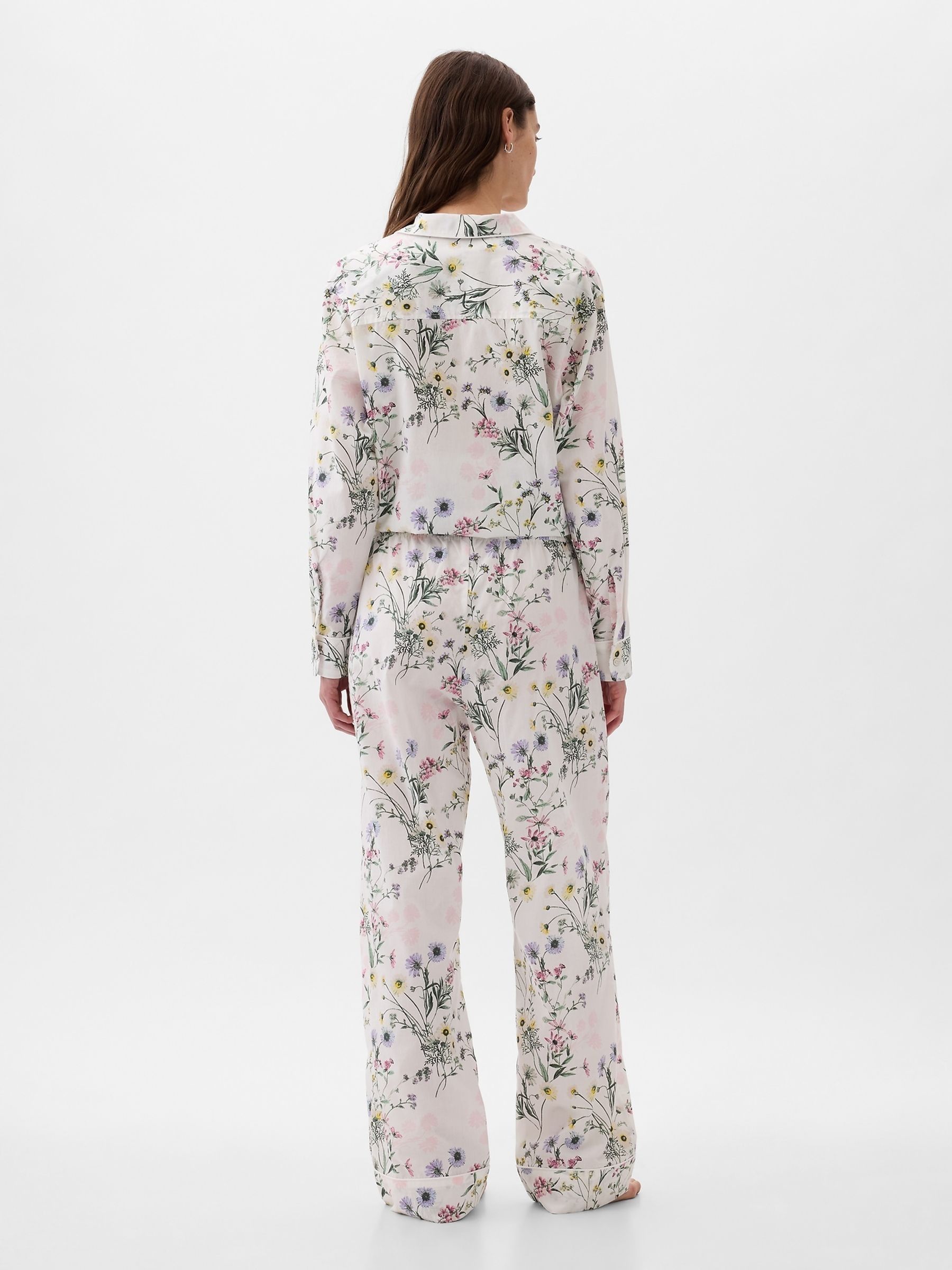 White Floral Poplin Pyjama Trousers - Image 2 of 3