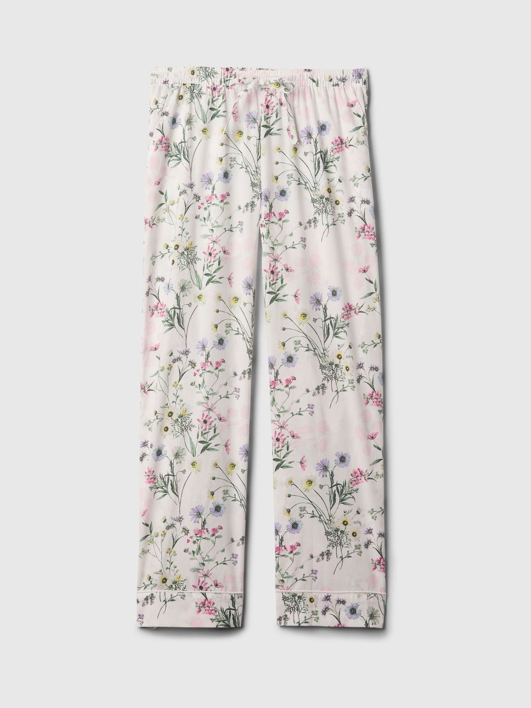 White Floral Poplin Pyjama Trousers - Image 3 of 3