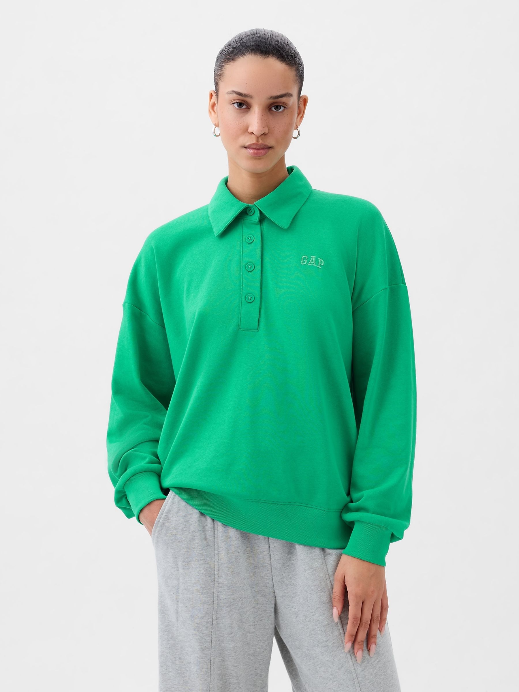 Green Logo Polo Sweatshirt - Image 1 of 3