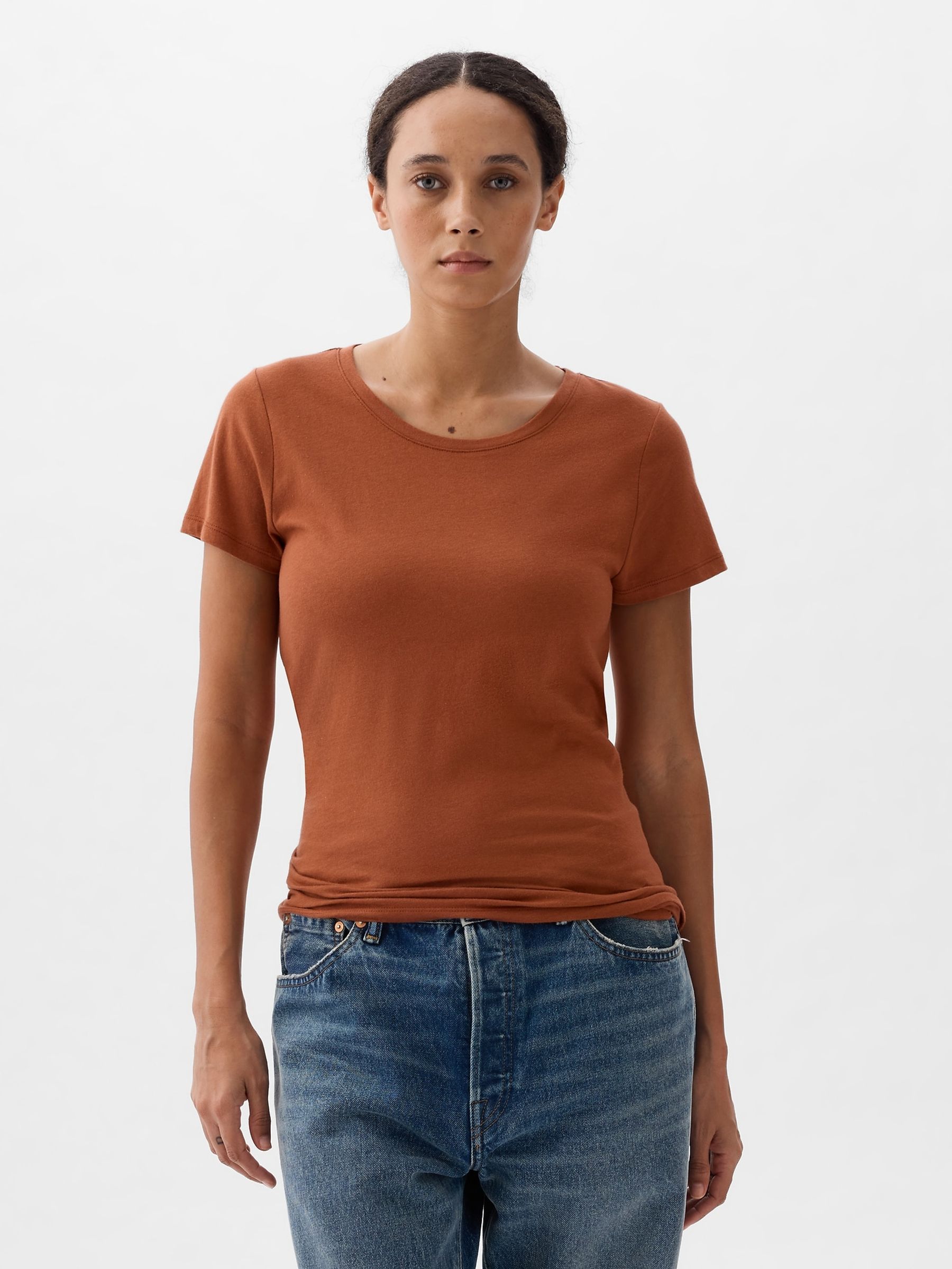 Brown Favourite Crew Neck Short Sleeve T-Shirt - Image 1 of 1