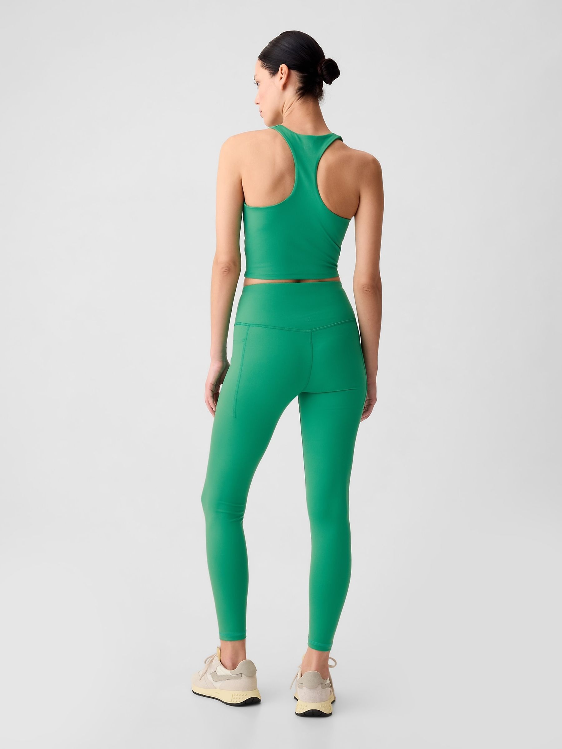 Green High Waisted Power Stretch Full Length Leggings - Image 2 of 2