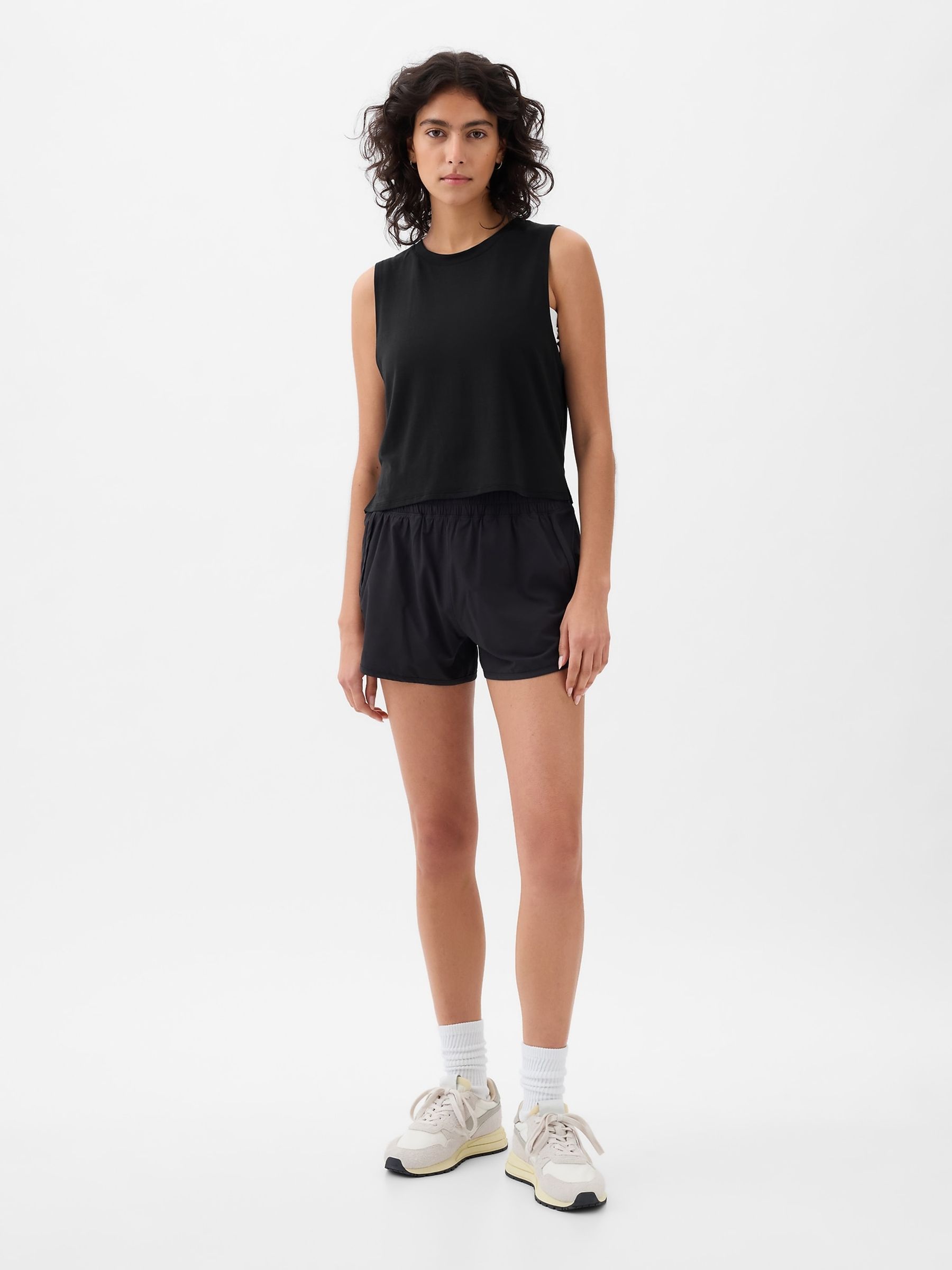 Black Crew Neck Breathe Cropped Muscle T-Shirt - Image 1 of 1