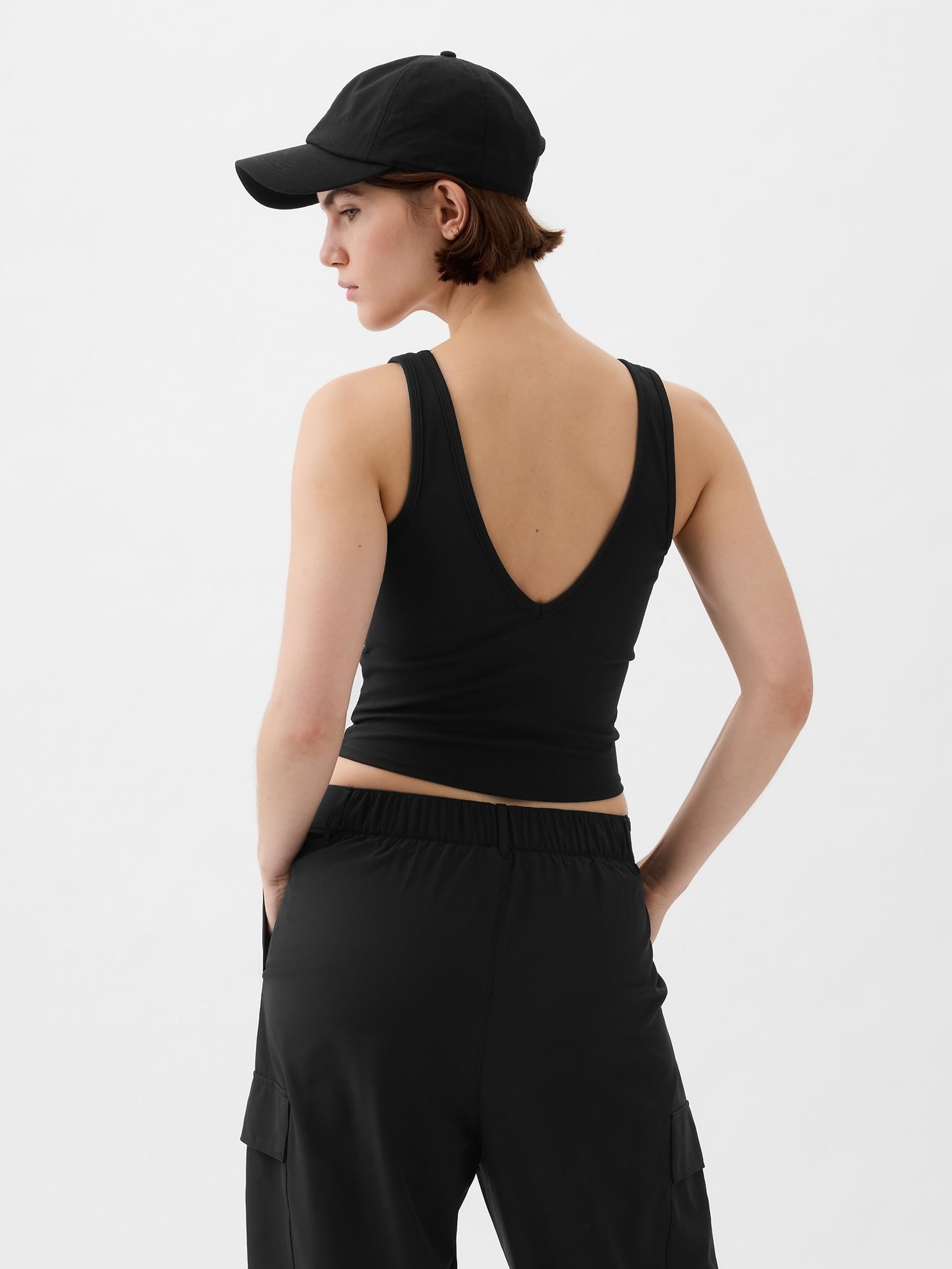 Black Built-in-Bra V-Neck Vest - Image 2 of 5