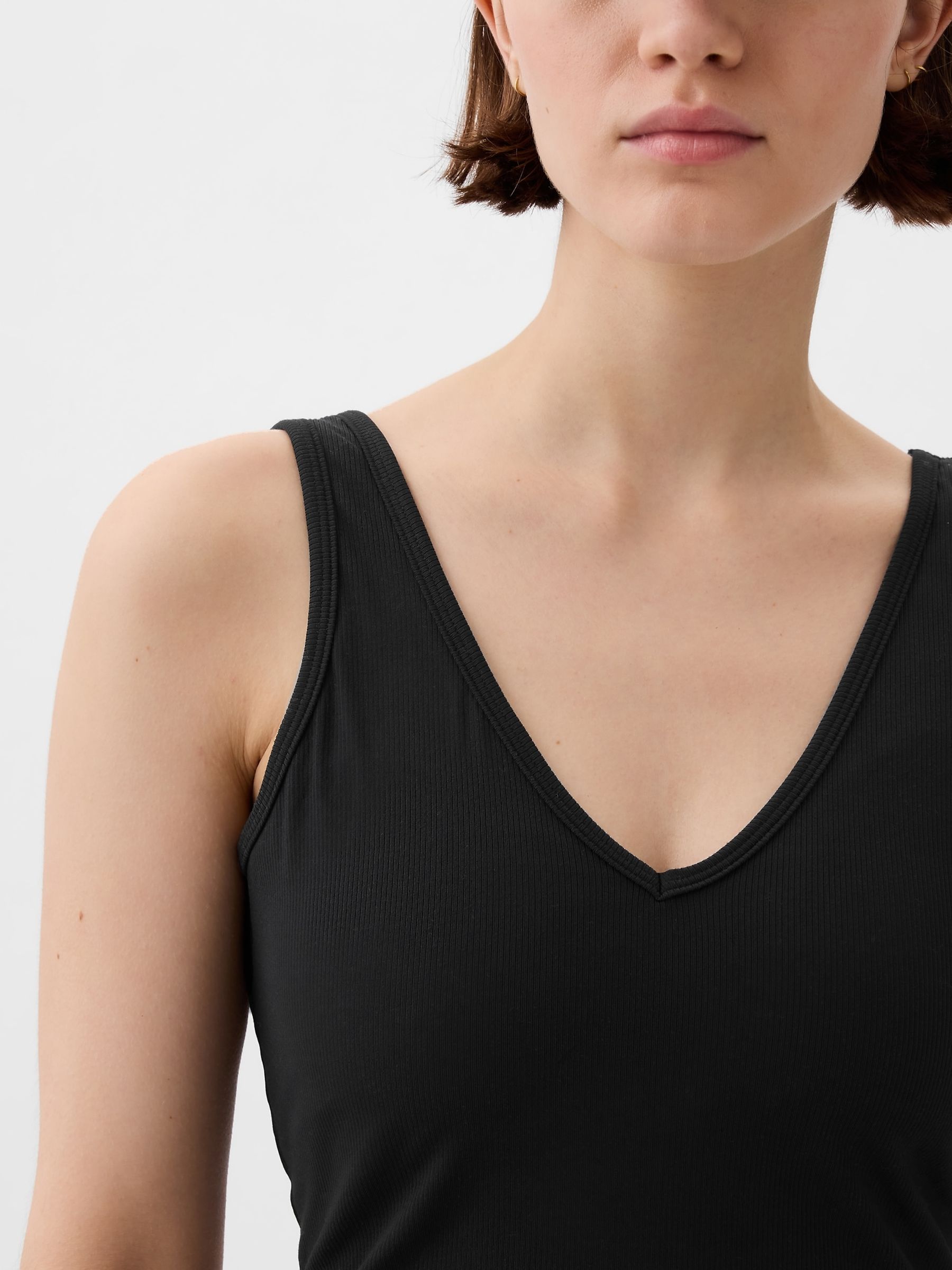 Black Built-in-Bra V-Neck Vest - Image 3 of 5