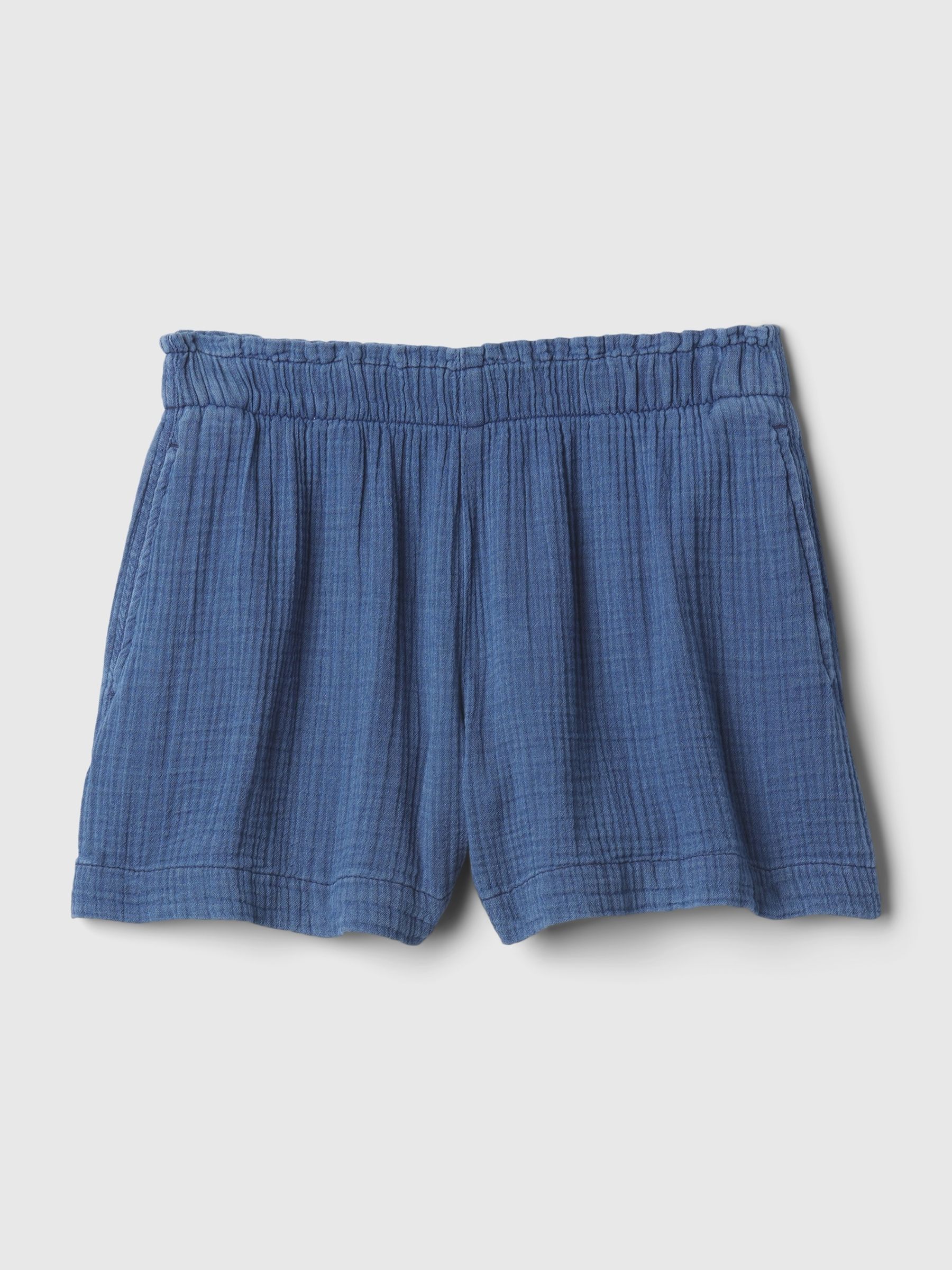 Blue Crinkle Cotton Pull On Short - Image 7 of 9
