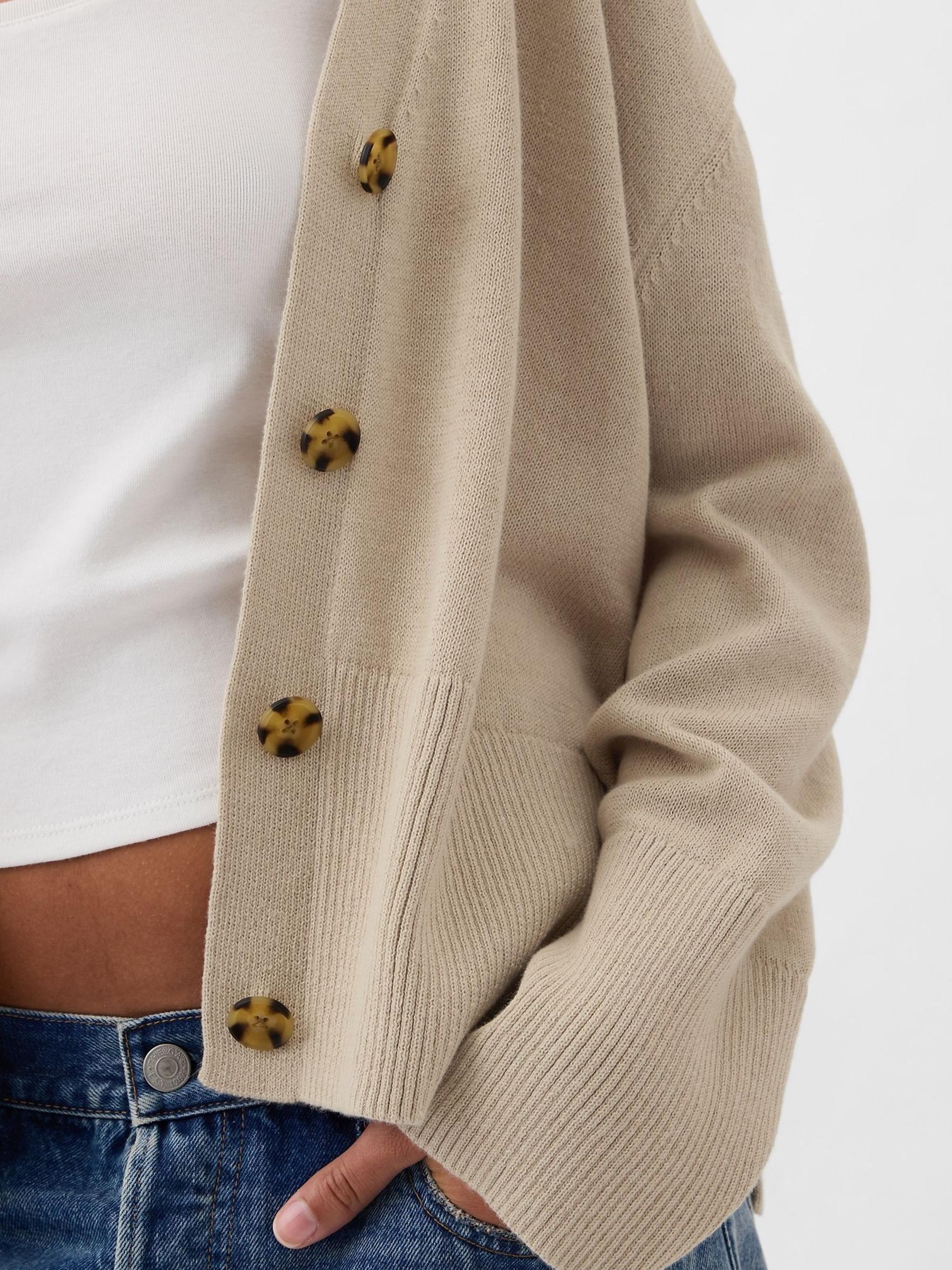 Neutral 24/7 Split-Hem Linen Blend Oversized Cardigan - Image 2 of 2