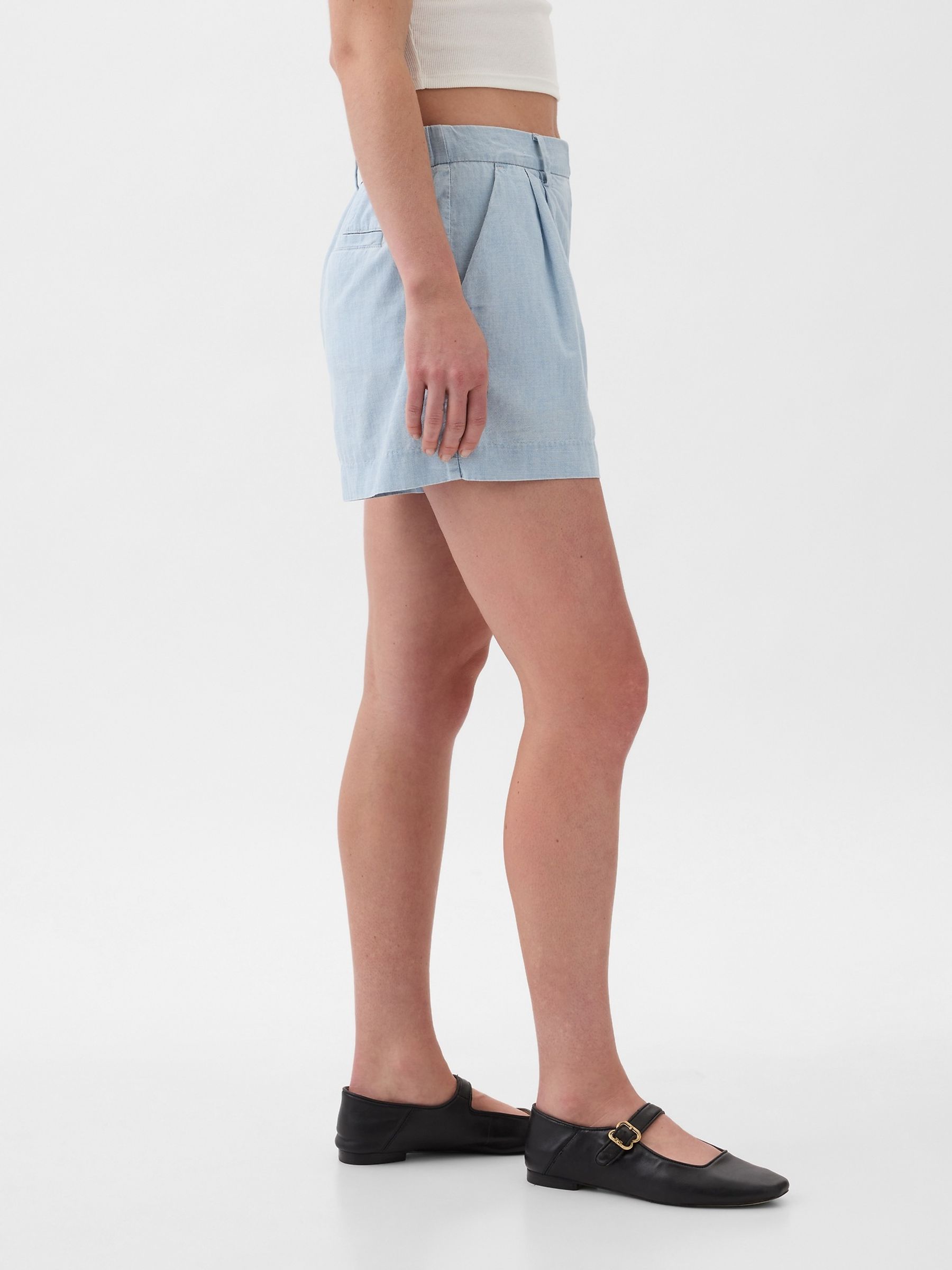 Blue Light Wash Denim Easy Pull On Short - Image 2 of 5