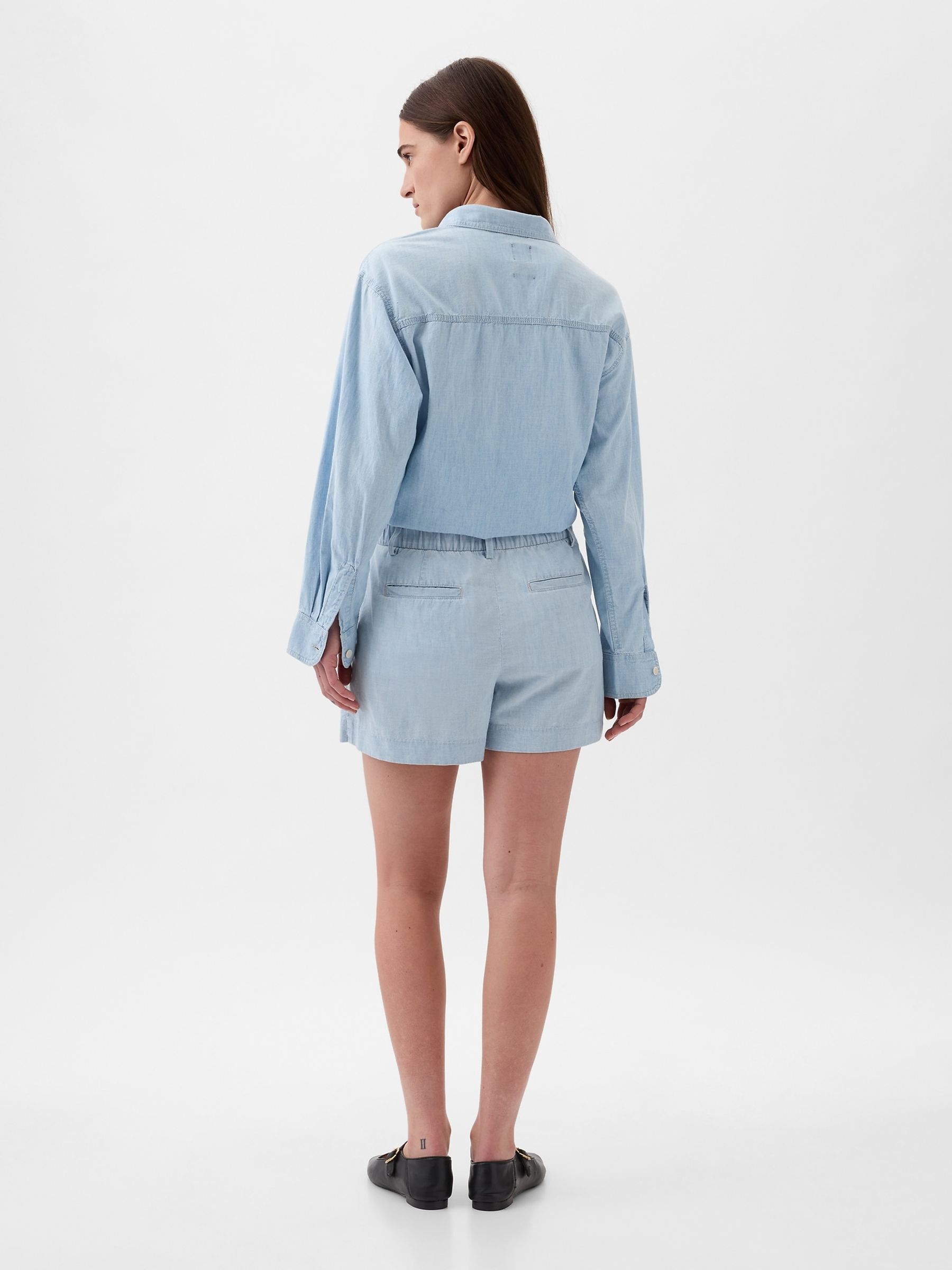 Blue Light Wash Denim Easy Pull On Short - Image 4 of 5