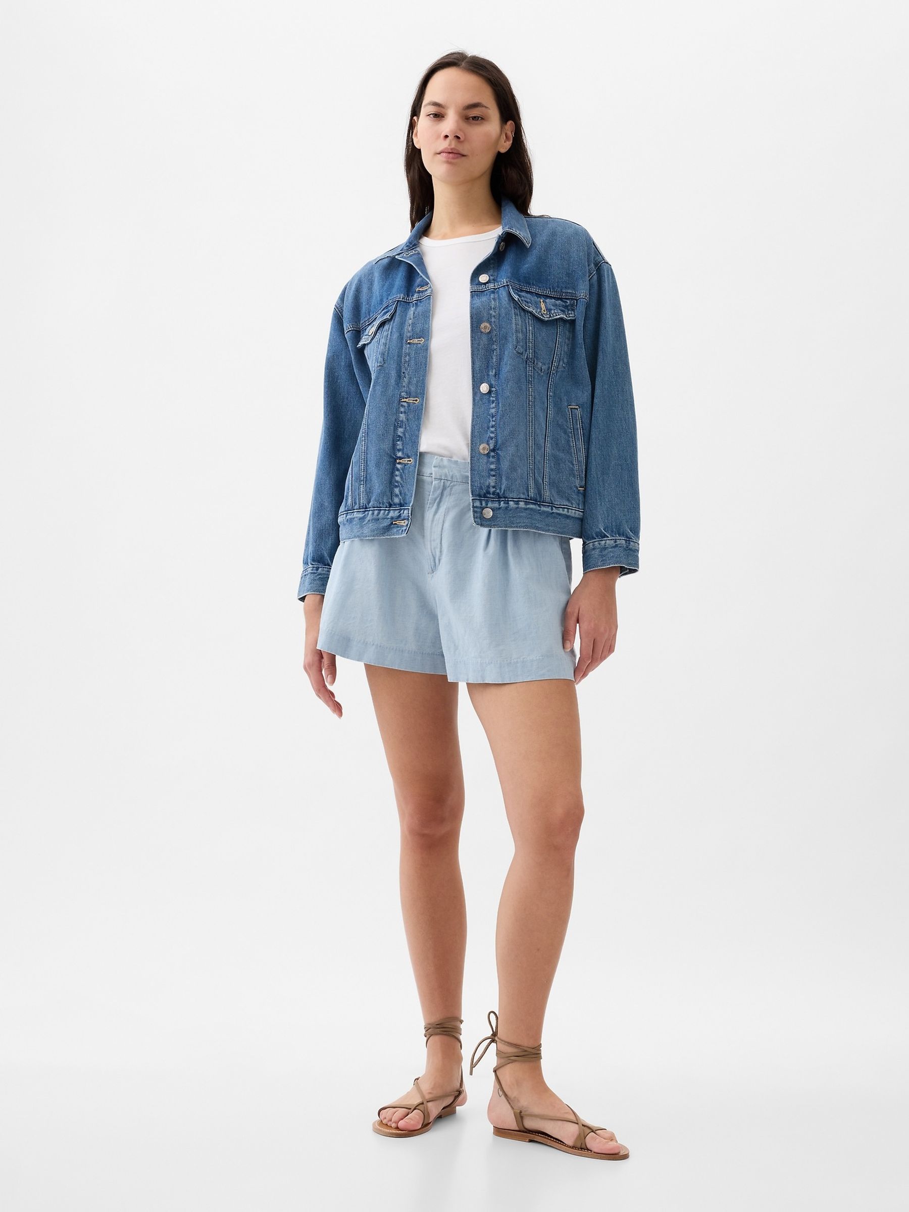 Blue Light Wash Denim Easy Pull On Short - Image 5 of 5