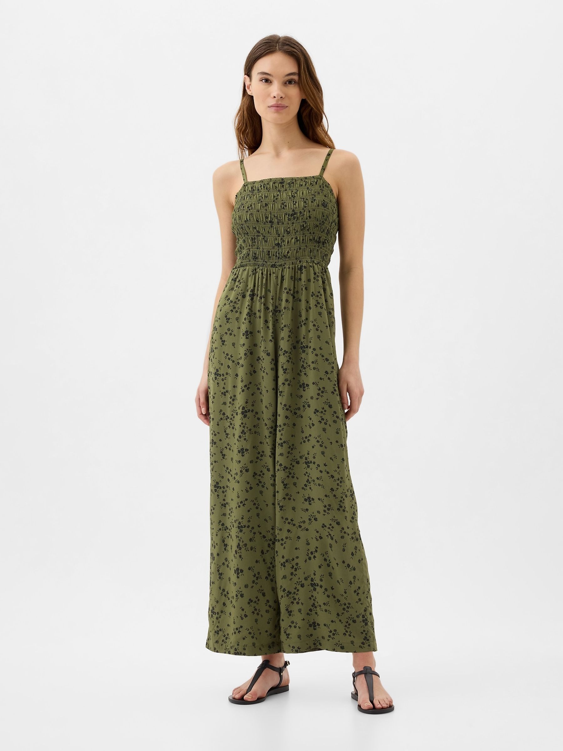 Green Wide Leg Jumpsuit - Image 1 of 2