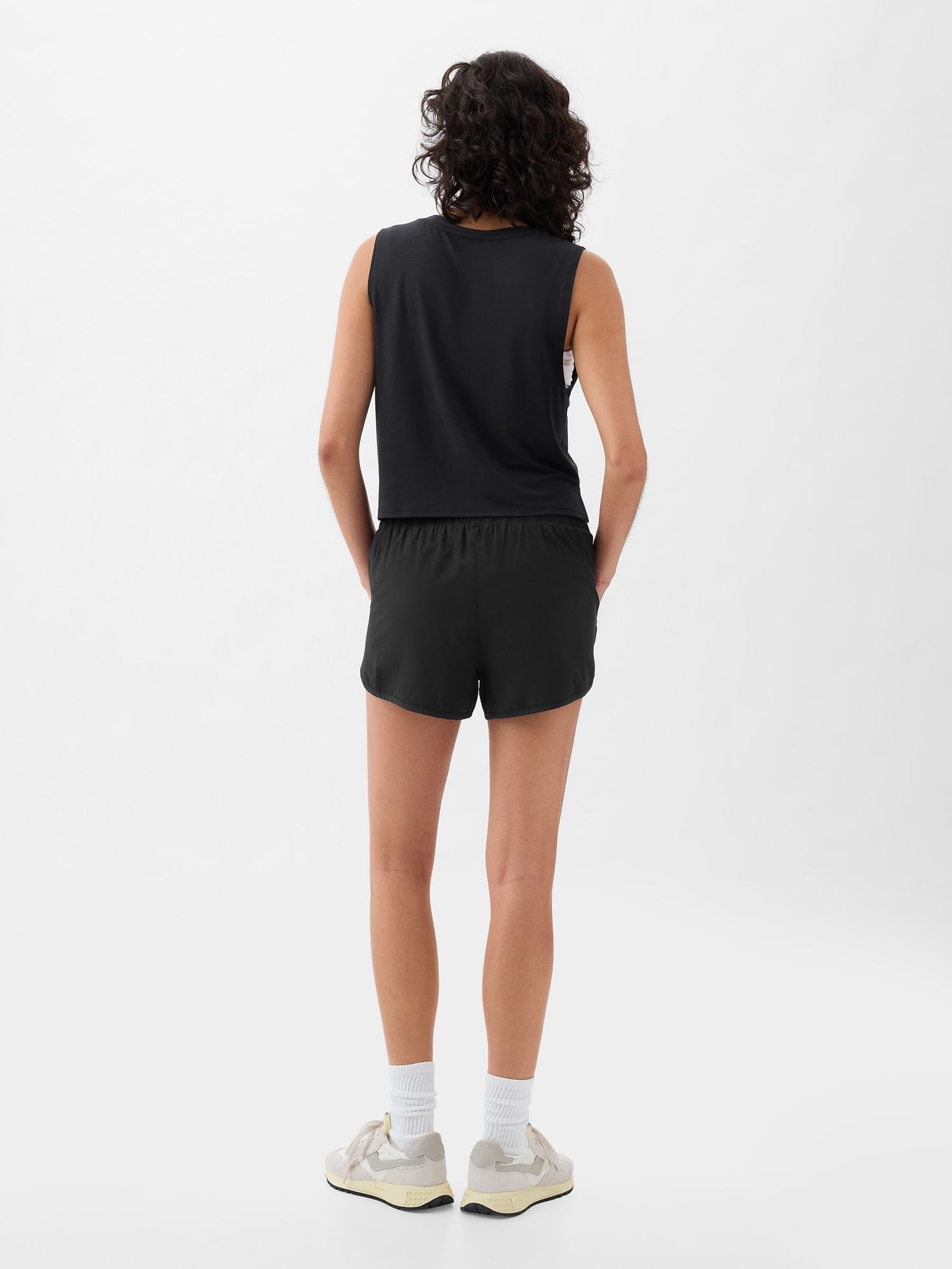 Black High Waisted Elasticated Running Shorts - Image 2 of 2
