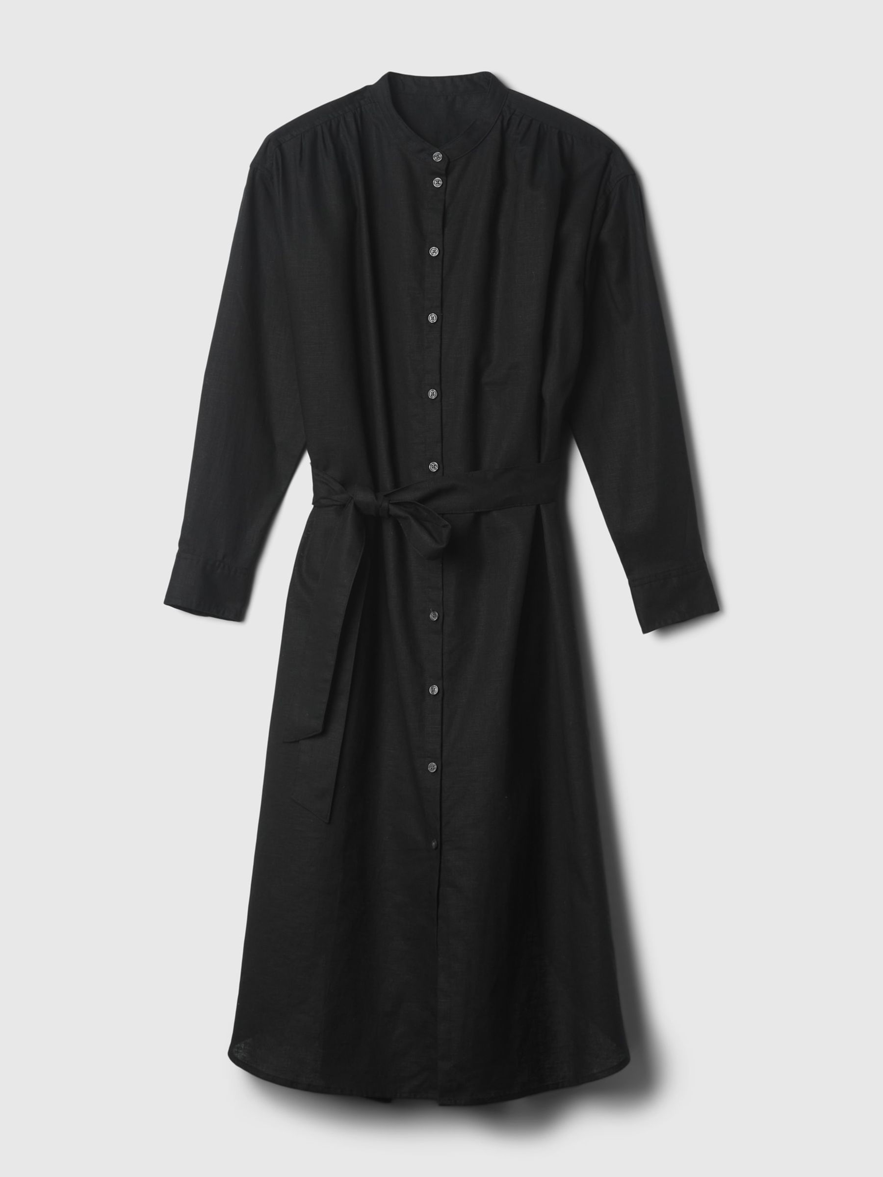 Black Linen Blend Long Sleeve Shirt Dress - Image 5 of 5 Black Linen Blend Long Sleeve Shirt Dress - Image 5 of 5