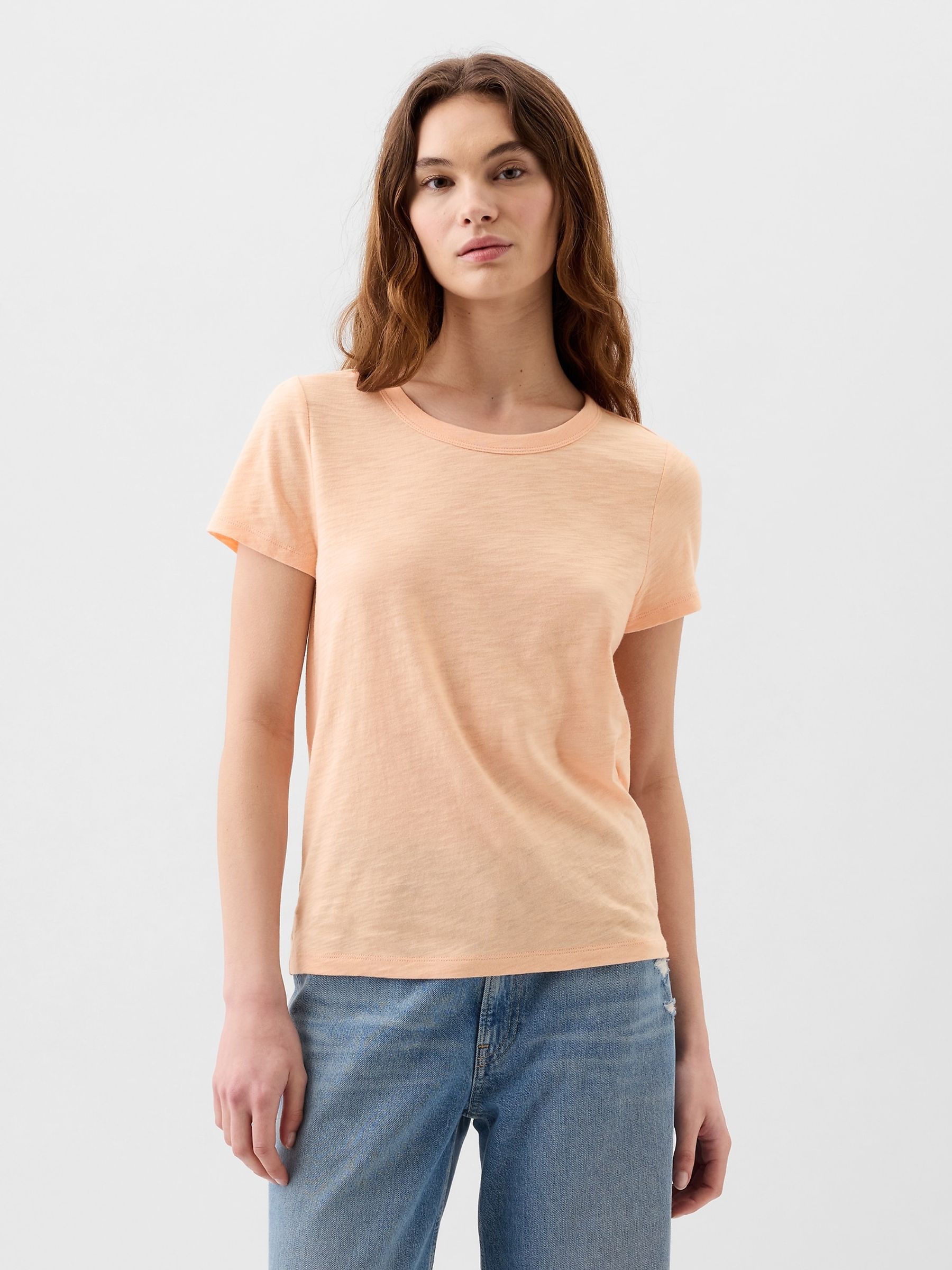 Orange Cotton Short Sleeve Crew Neck T-Shirt - Image 1 of 2