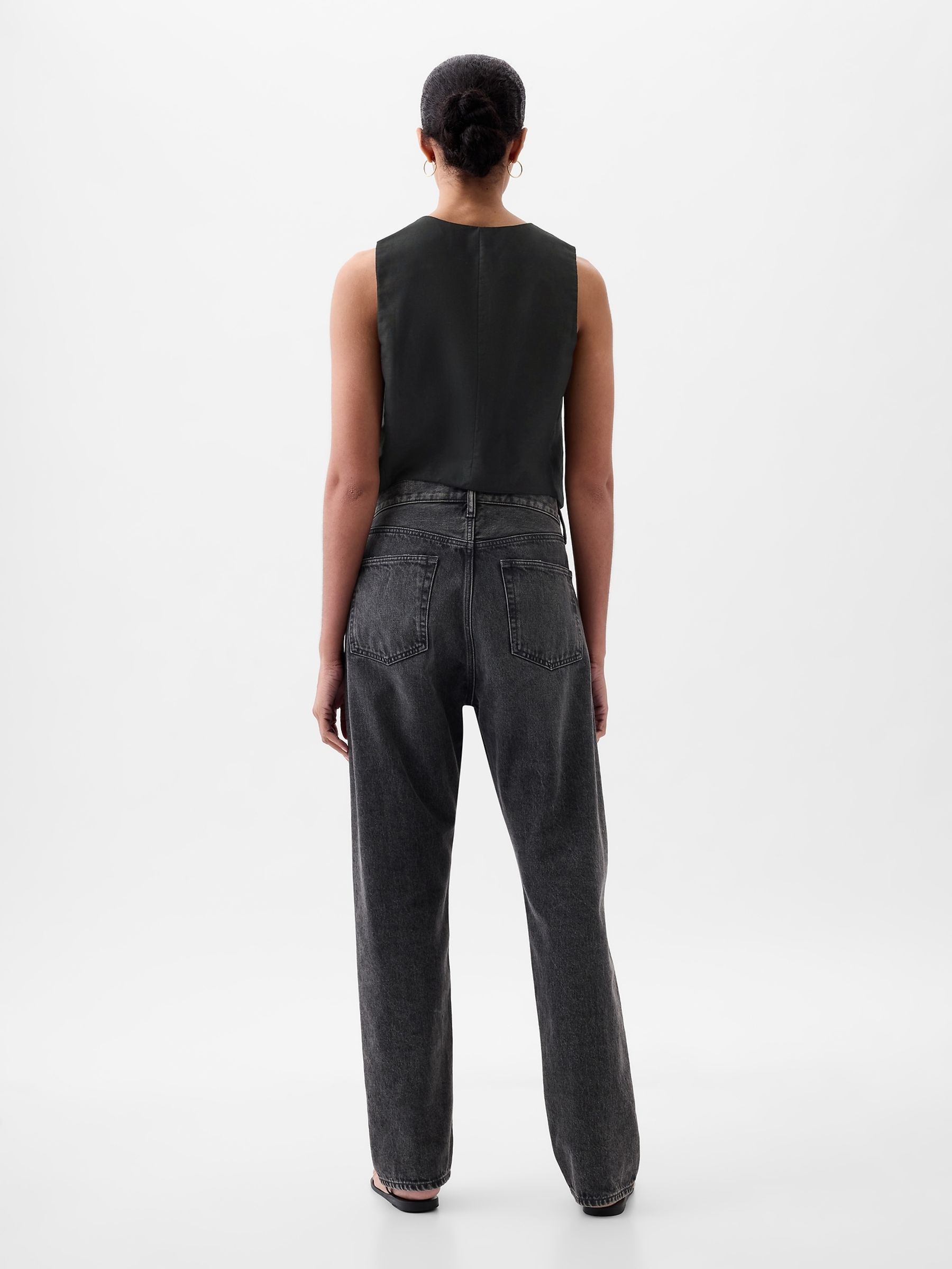 Black Linen Cotton Waistcoat - Image 3 of 4