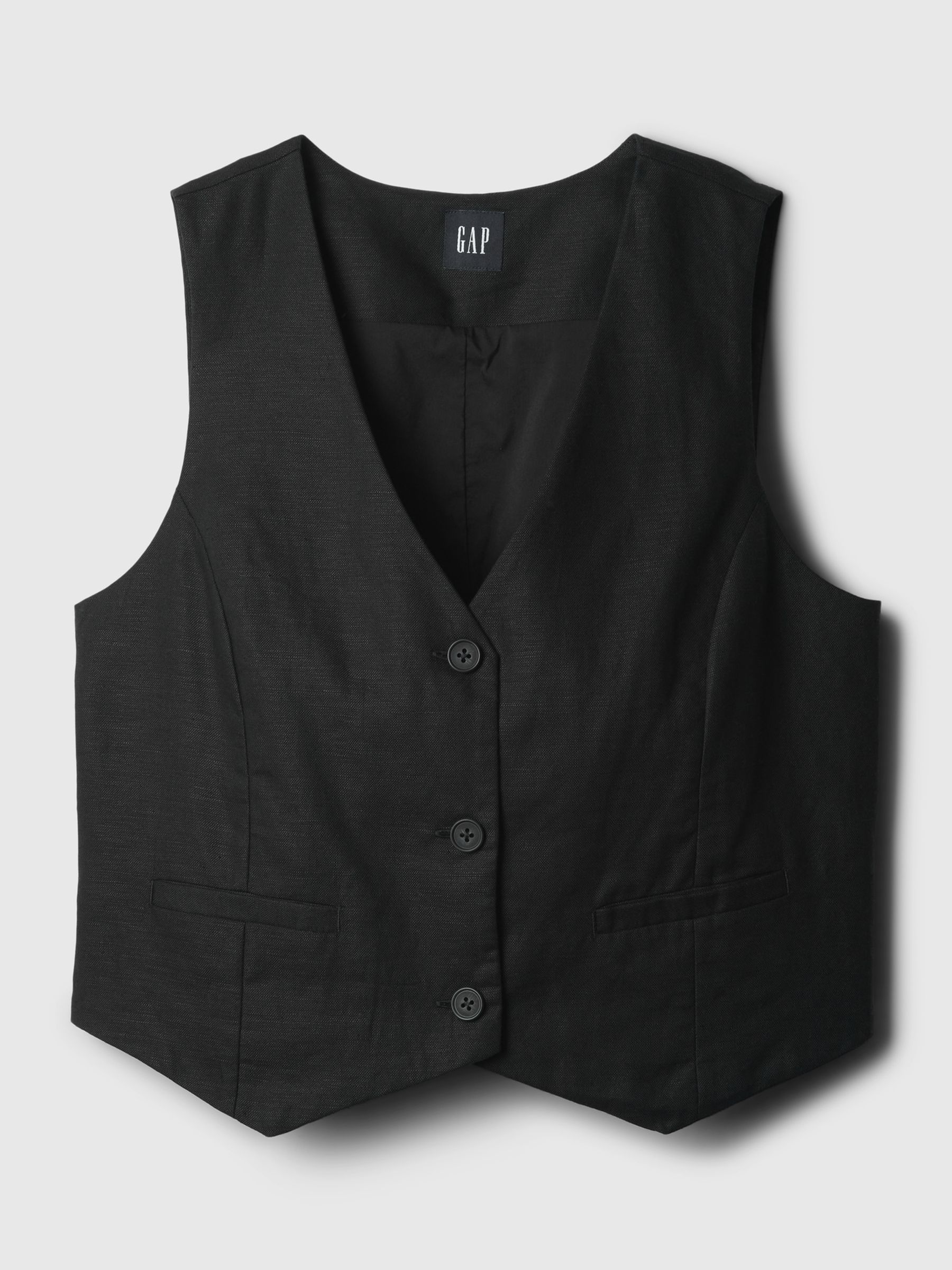 Black Linen Cotton Waistcoat - Image 4 of 4