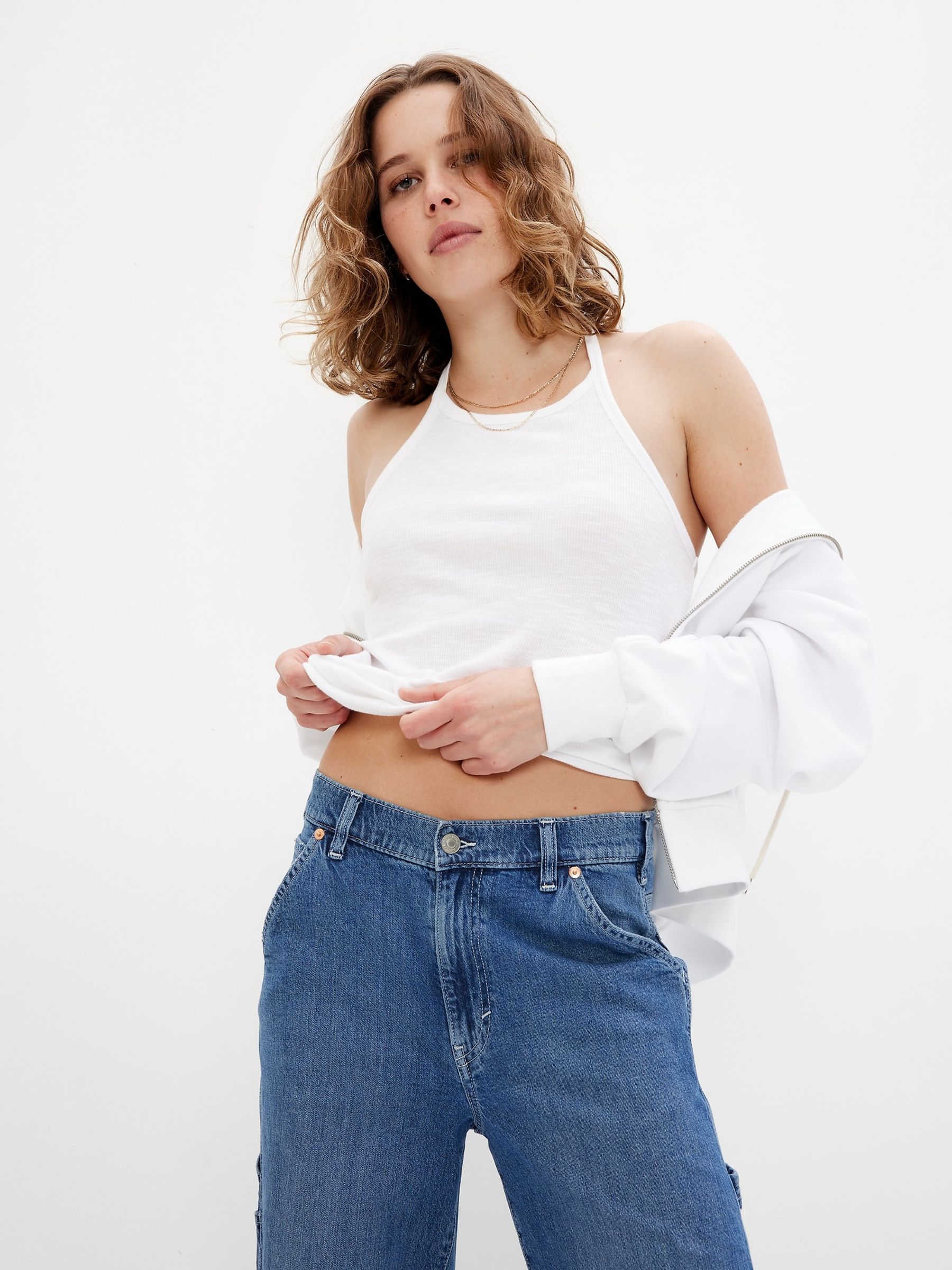 Mid Indigo Blue 90s Loose Mid Rise Carpenter Jeans - Image 3 of 6