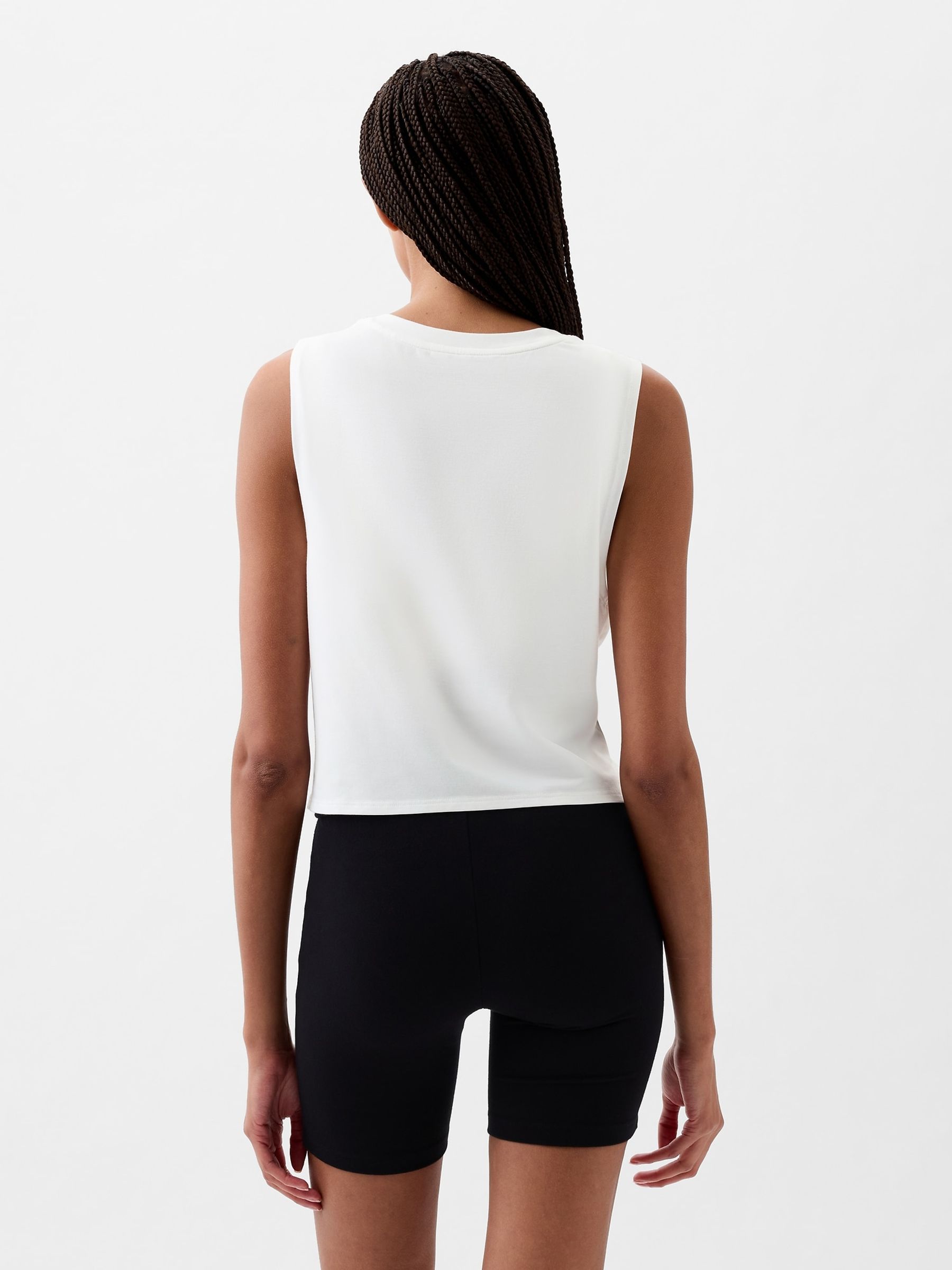 White Crew Neck Breathe Cropped Muscle T-Shirt - Image 2 of 4