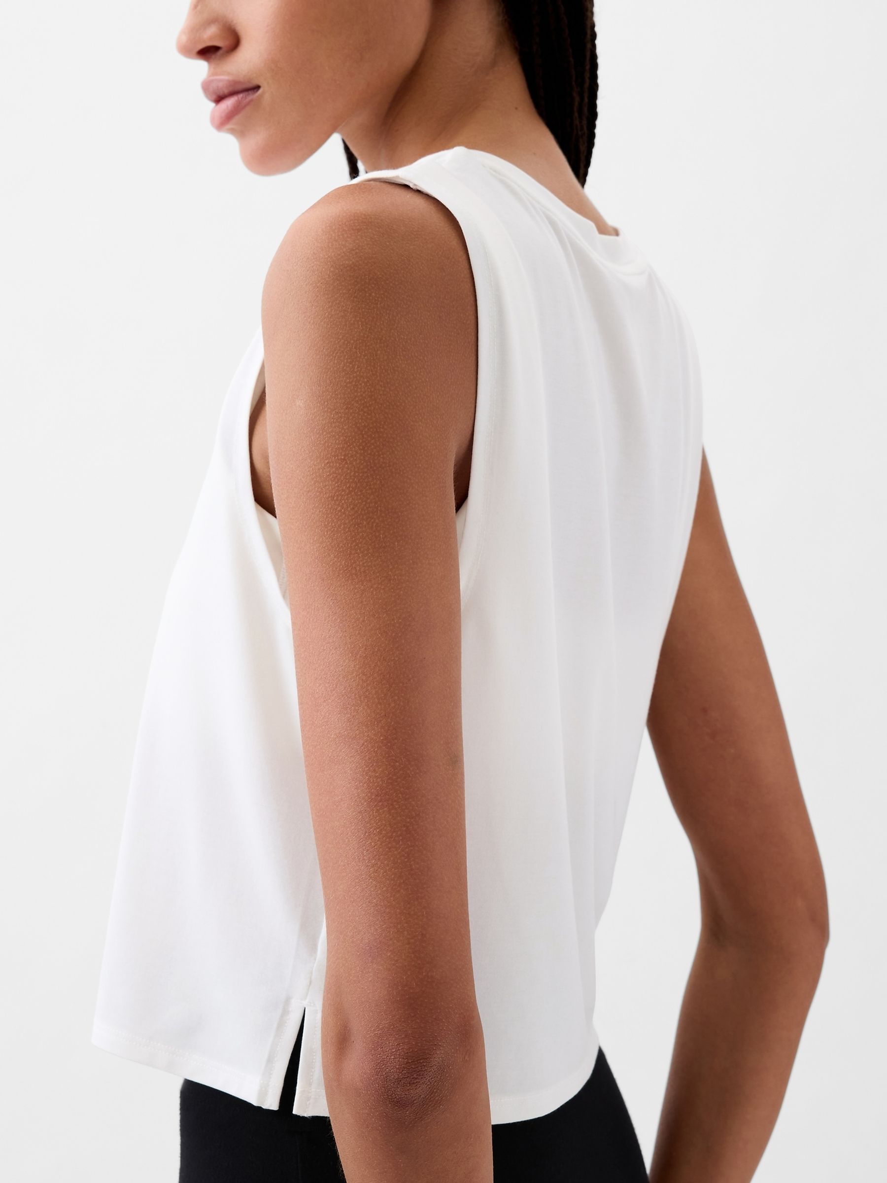 White Crew Neck Breathe Cropped Muscle T-Shirt - Image 3 of 4