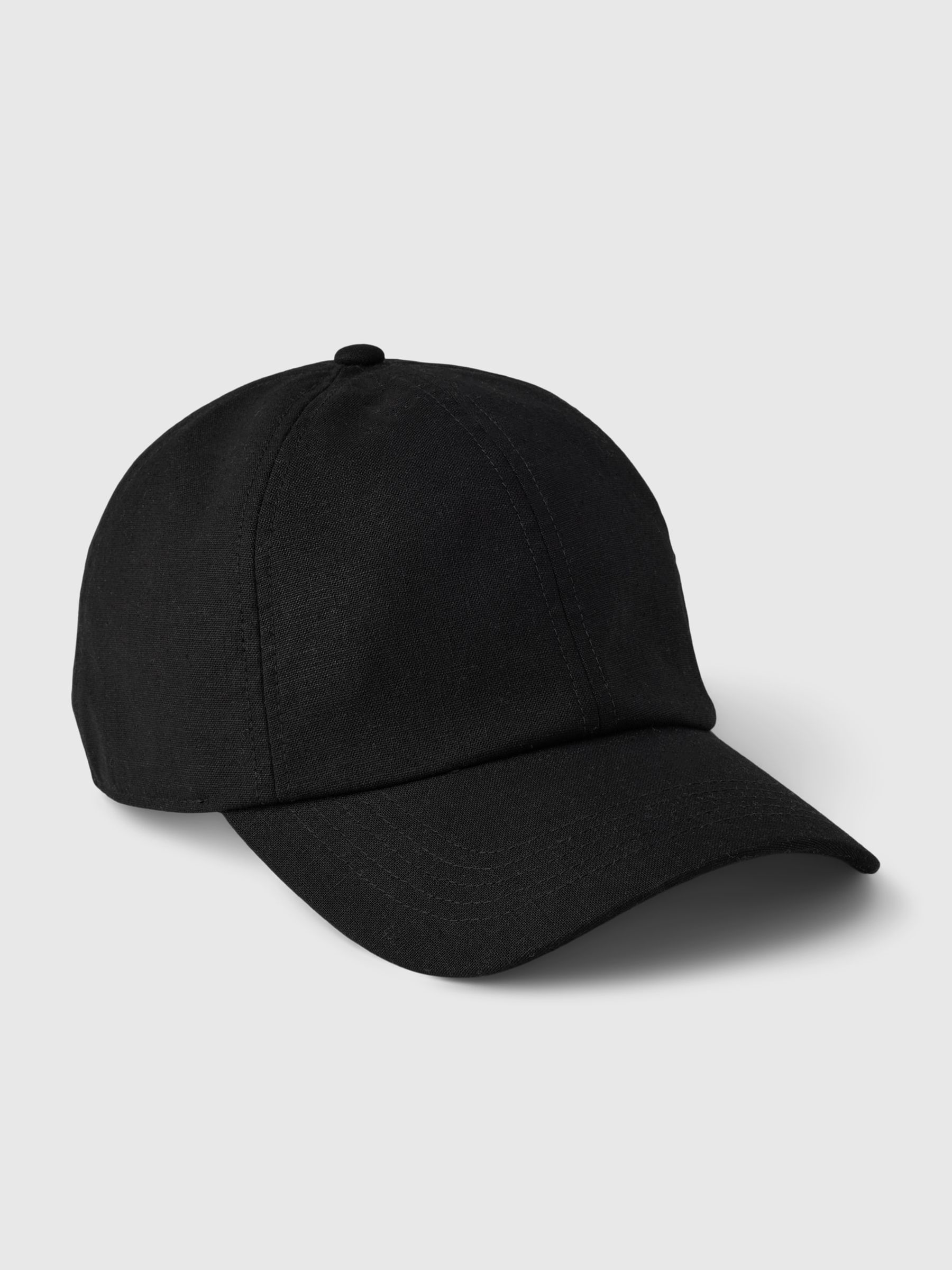 Black Adults Linen Cotton Blend Baseball Hat - Image 1 of 1