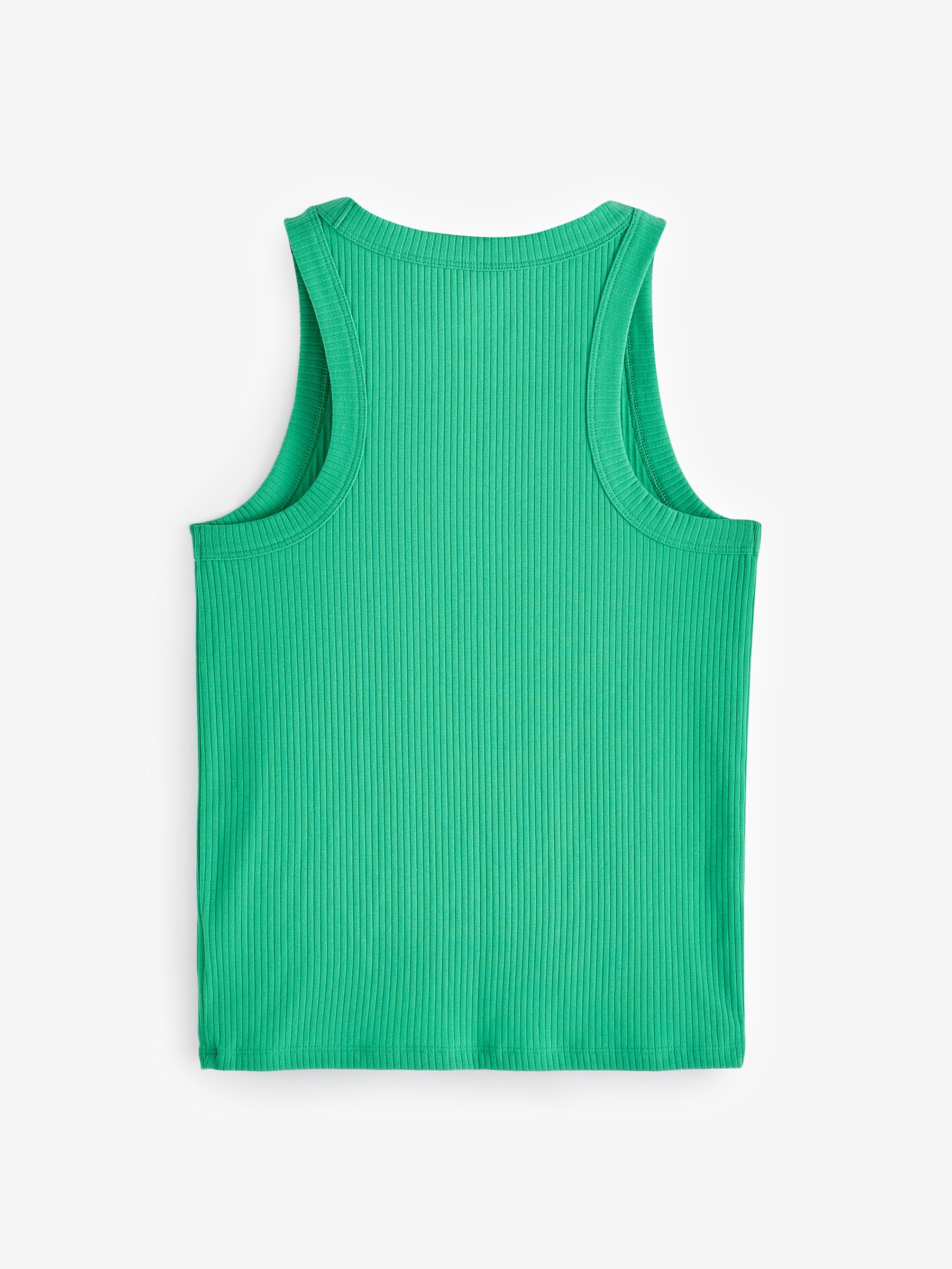Green Ribbed Racer High Neck Vest Top - Image 2 of 3 Green Ribbed Racer High Neck Vest Top - Image 2 of 3
