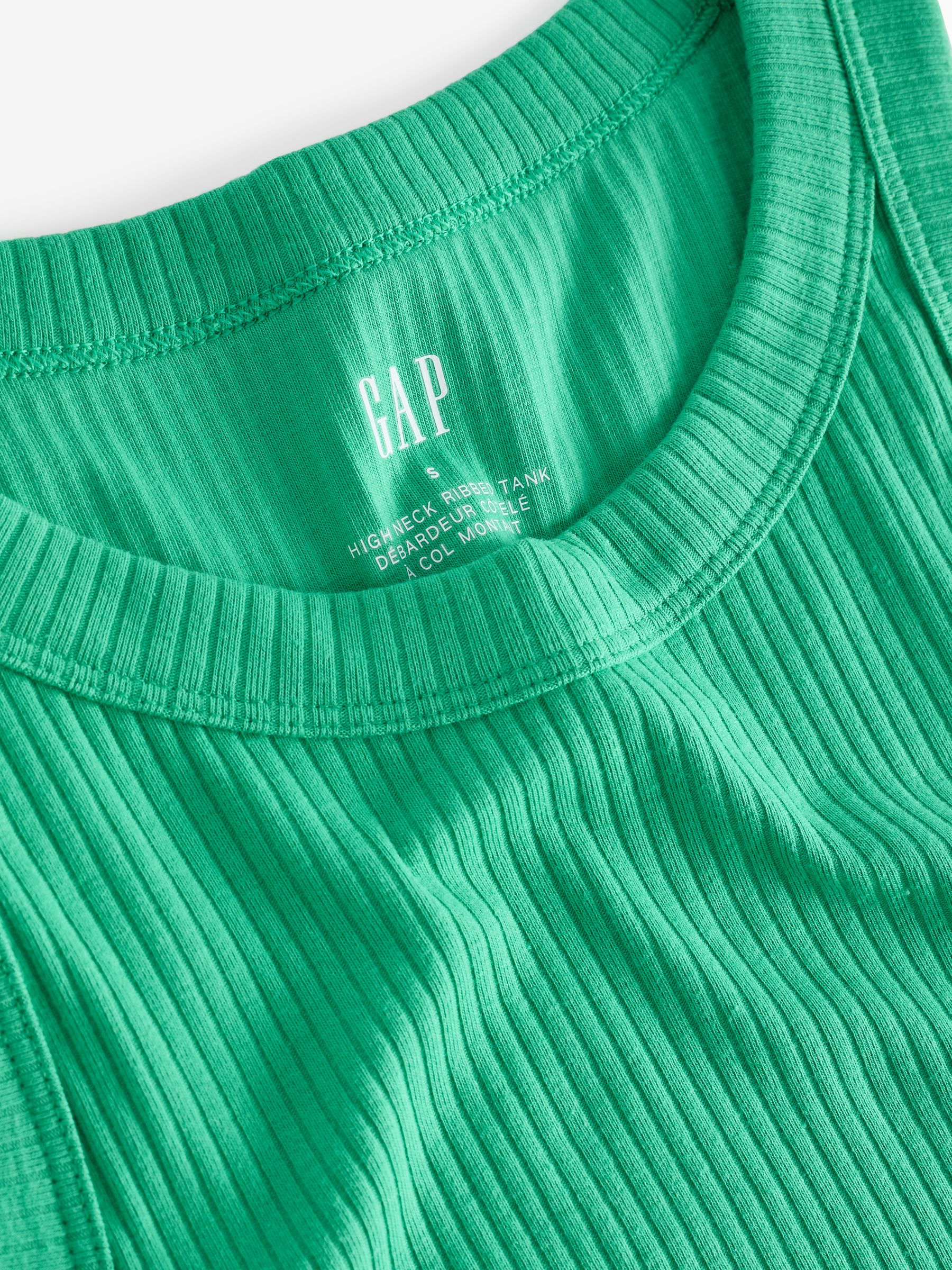 Green Ribbed Racer High Neck Vest Top - Image 3 of 3 Green Ribbed Racer High Neck Vest Top - Image 3 of 3