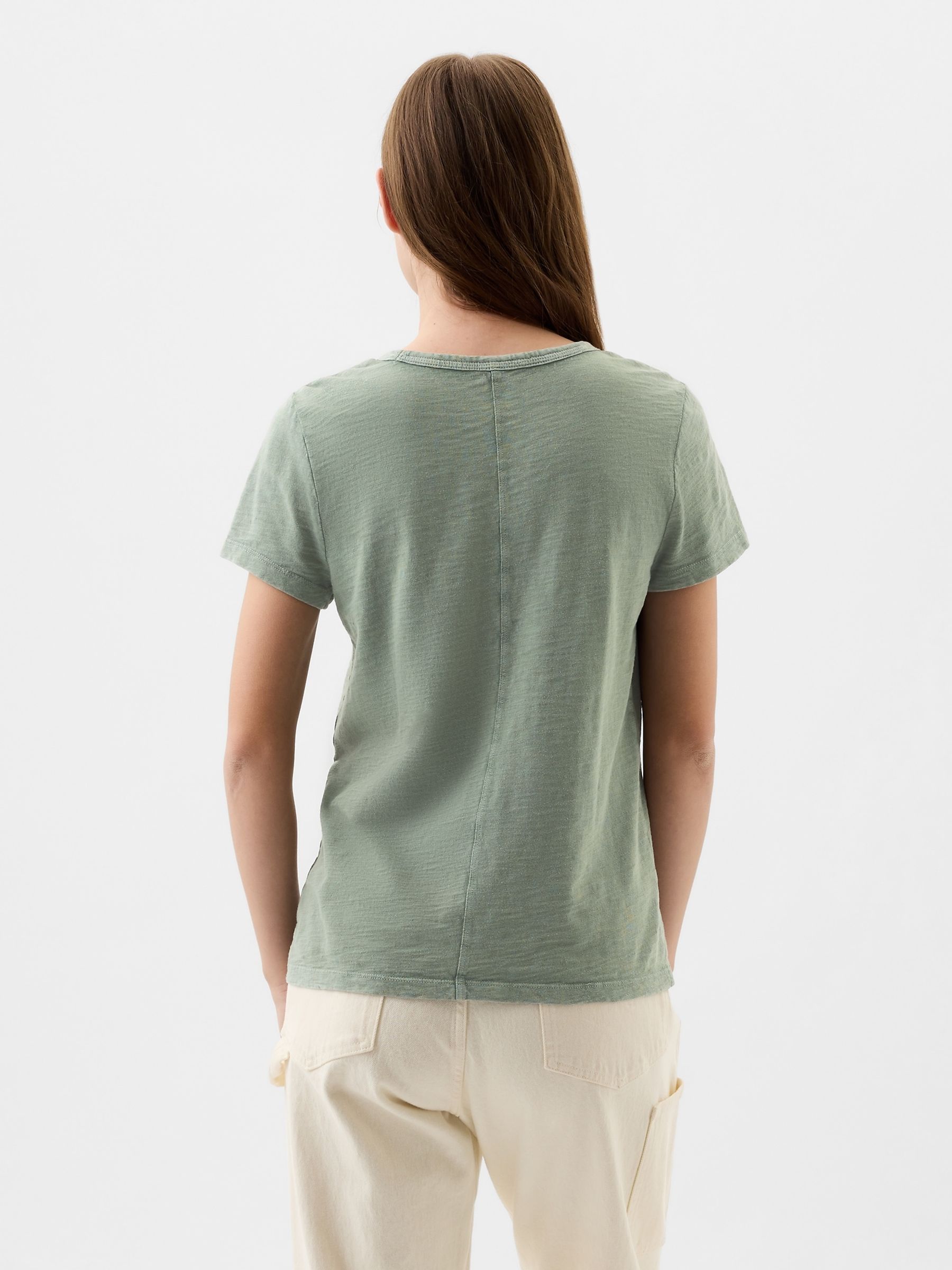 Green Cotton Short Sleeve Crew Neck T-Shirt - Image 2 of 5