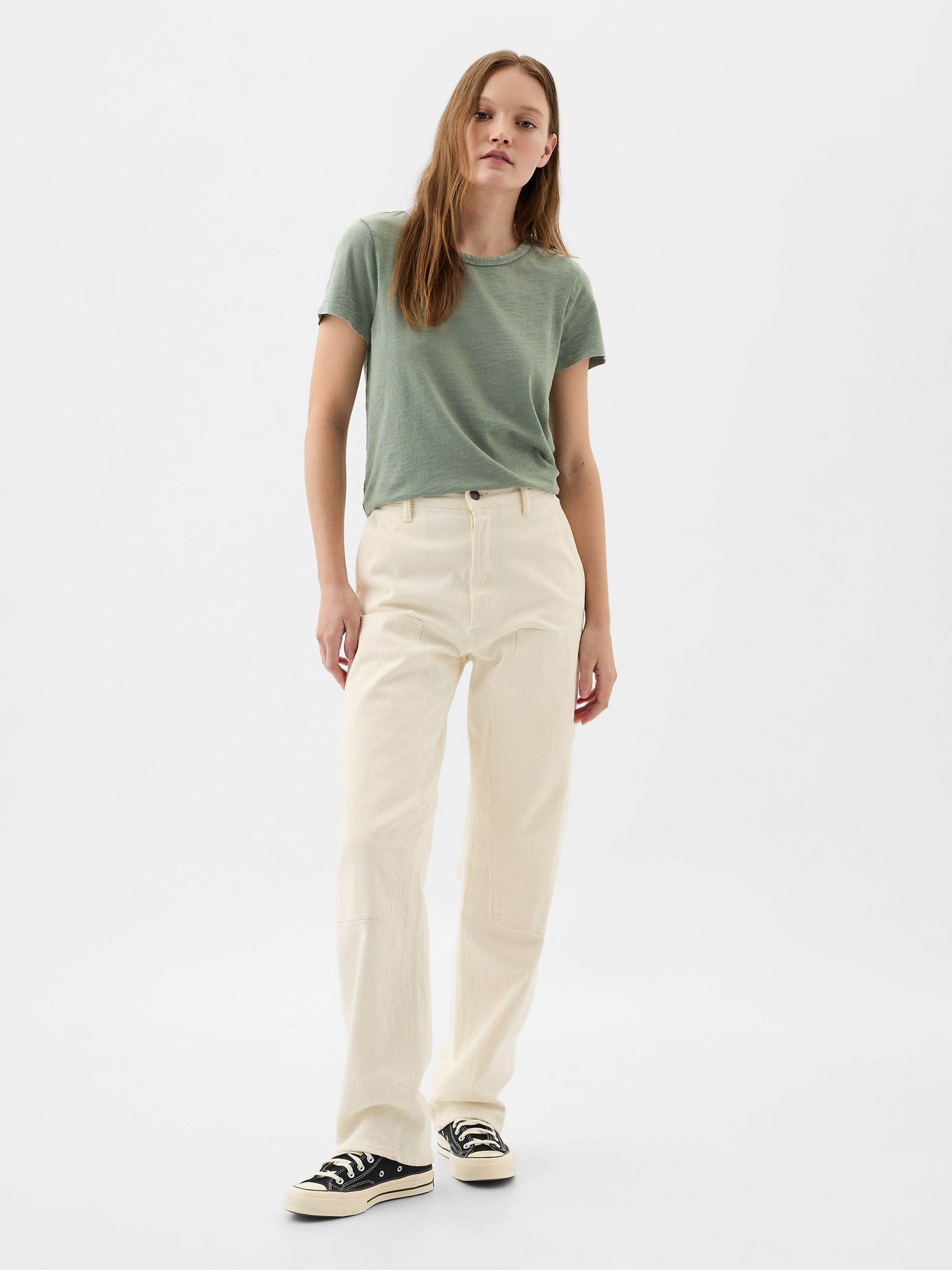 Green Cotton Short Sleeve Crew Neck T-Shirt - Image 3 of 5