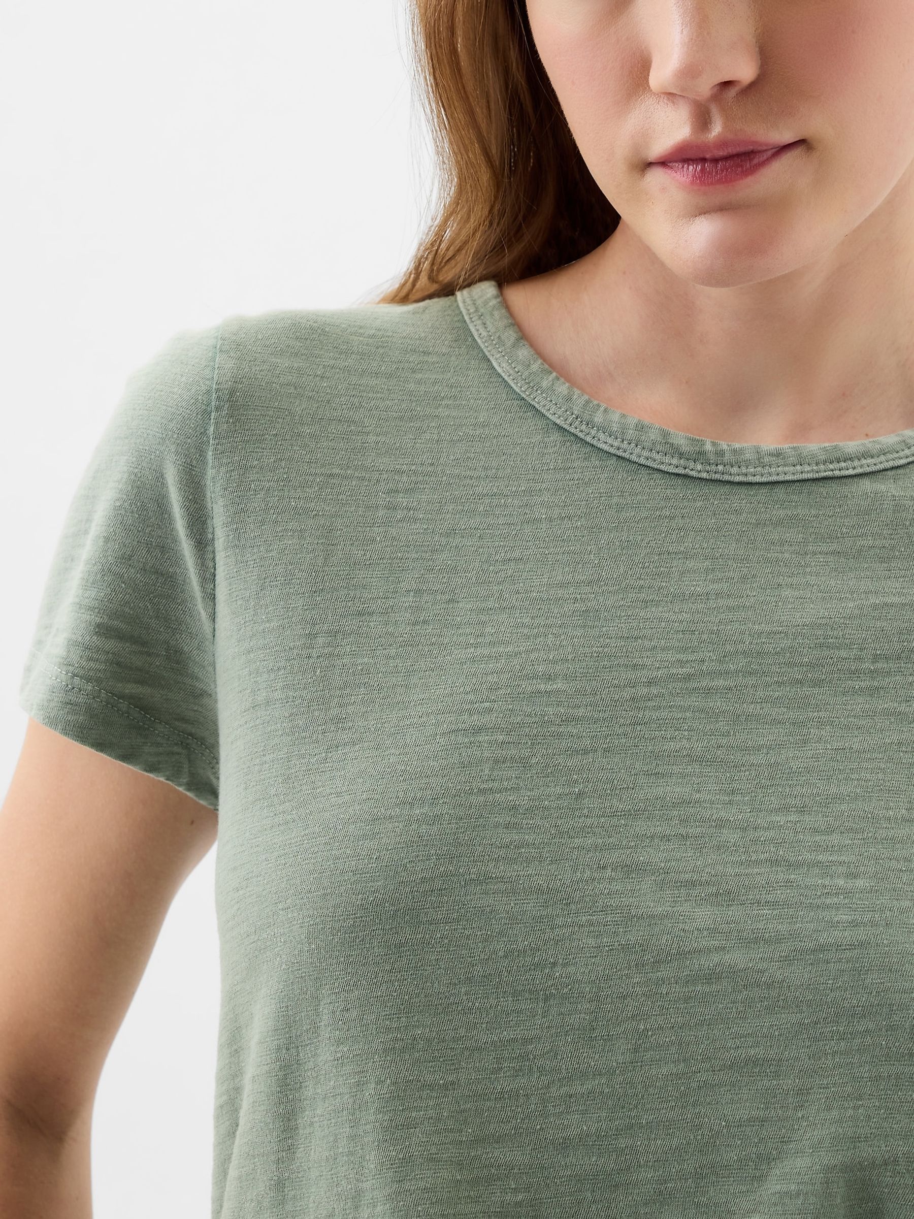 Green Cotton Short Sleeve Crew Neck T-Shirt - Image 4 of 5