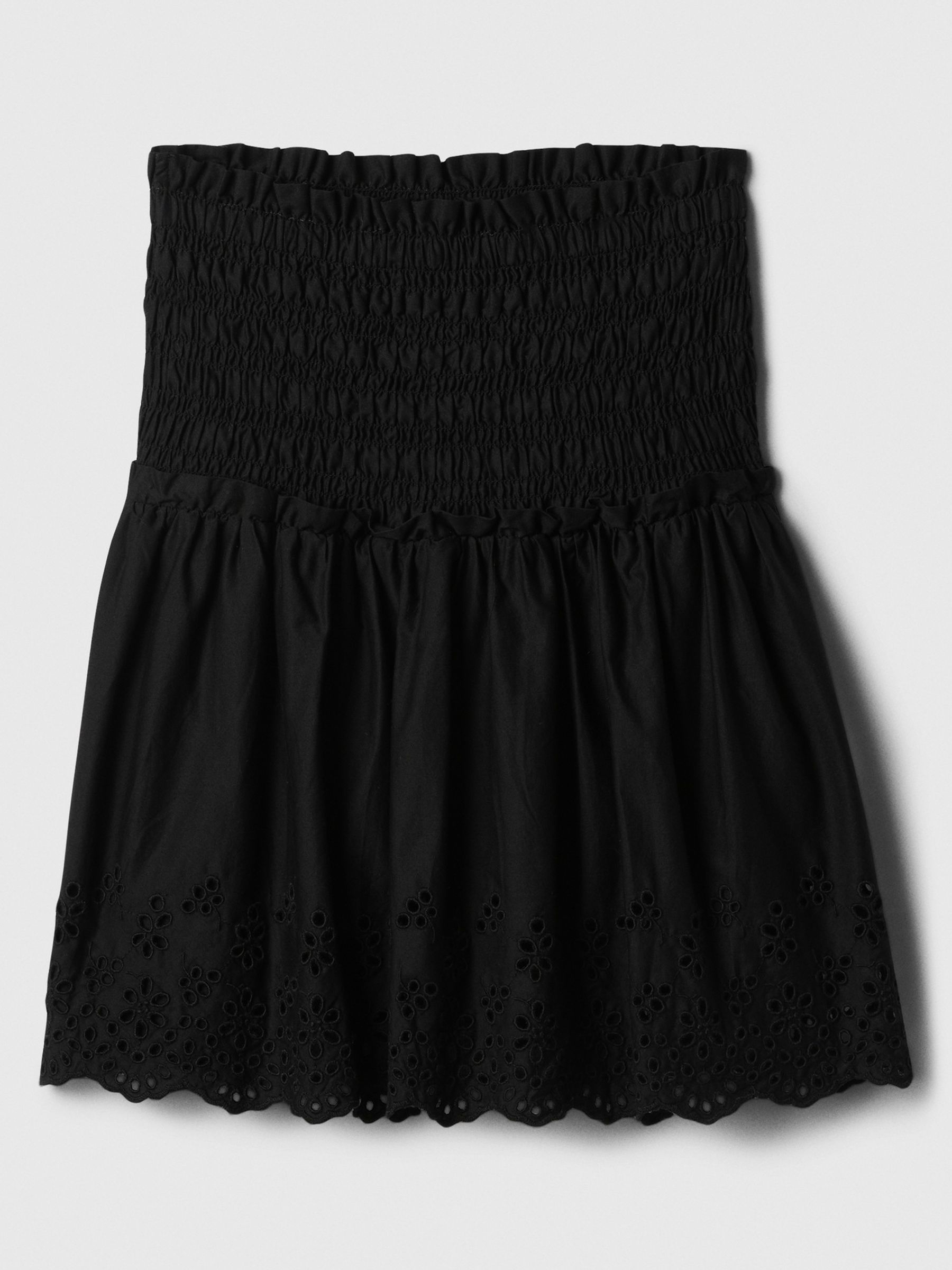 Black Smocked Eyelet Mini Skirt - Image 3 of 4