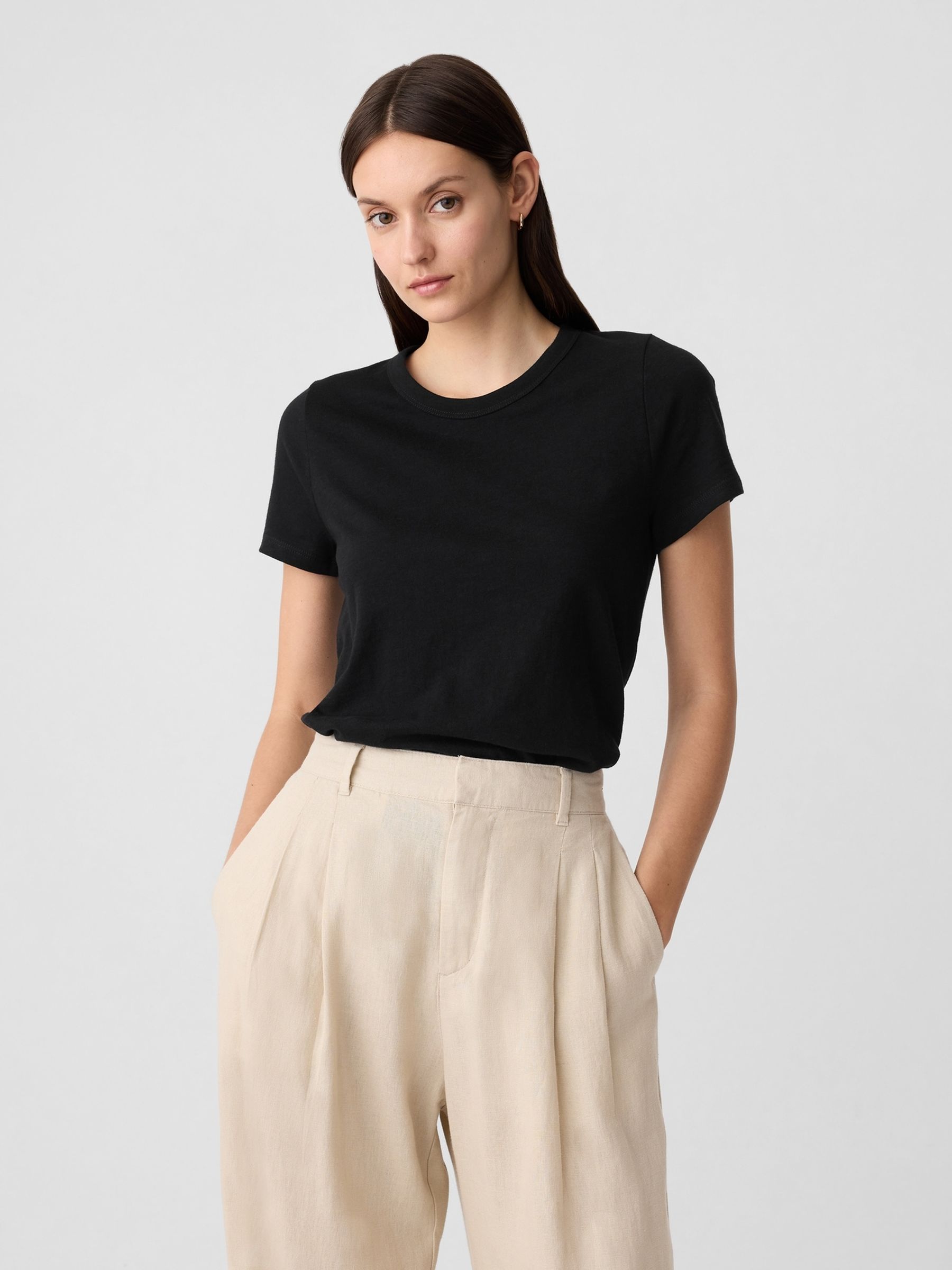Black Cotton Short Sleeve Crew Neck T-Shirt - Image 1 of 2