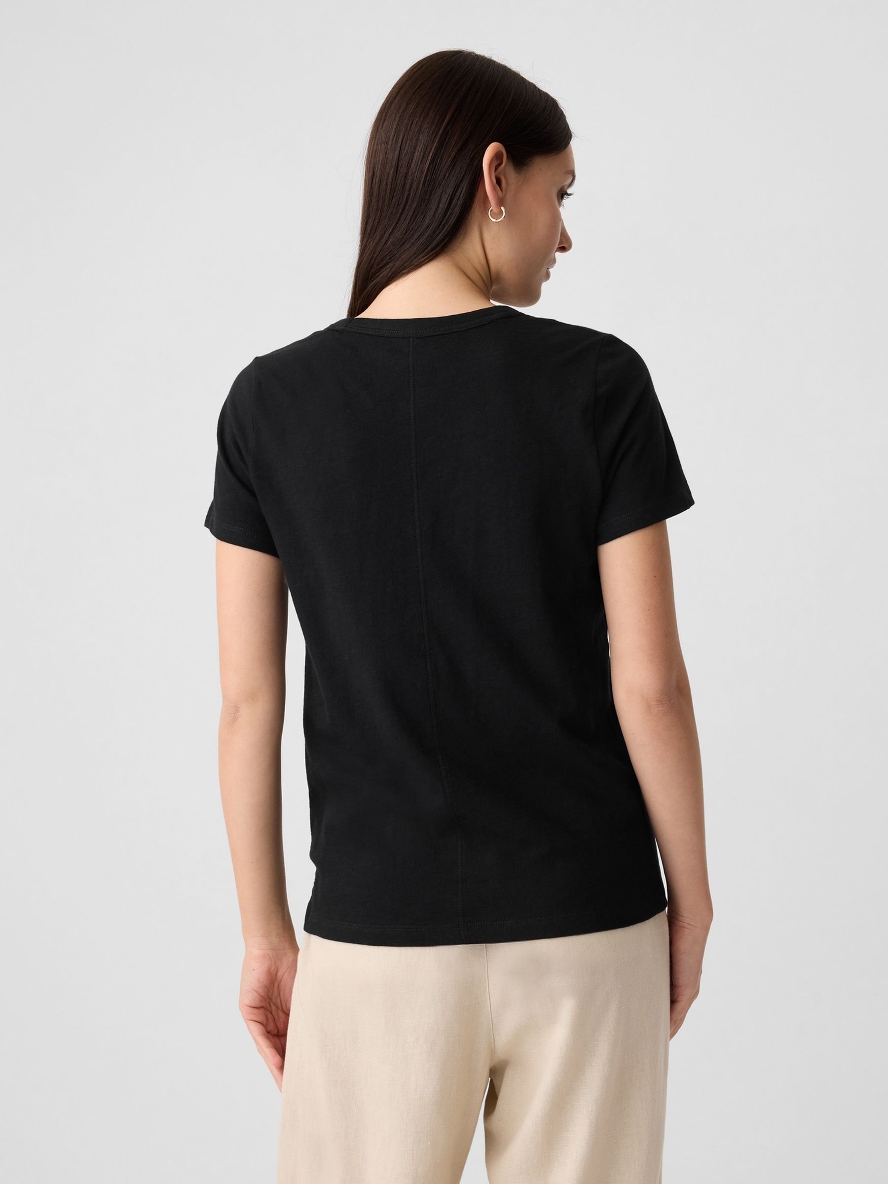 Black Cotton Short Sleeve Crew Neck T-Shirt - Image 2 of 2 Black Cotton Short Sleeve Crew Neck T-Shirt - Image 2 of 2