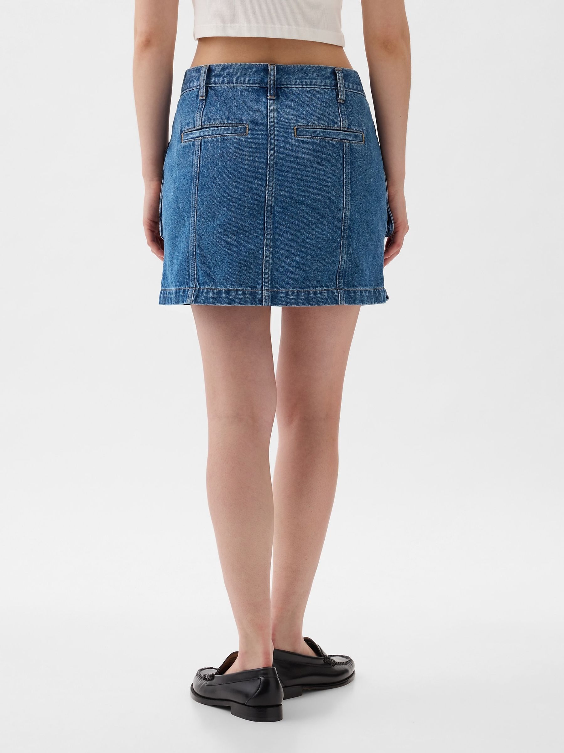 Blue Denim Cargo Mini Skirt - Image 2 of 3
