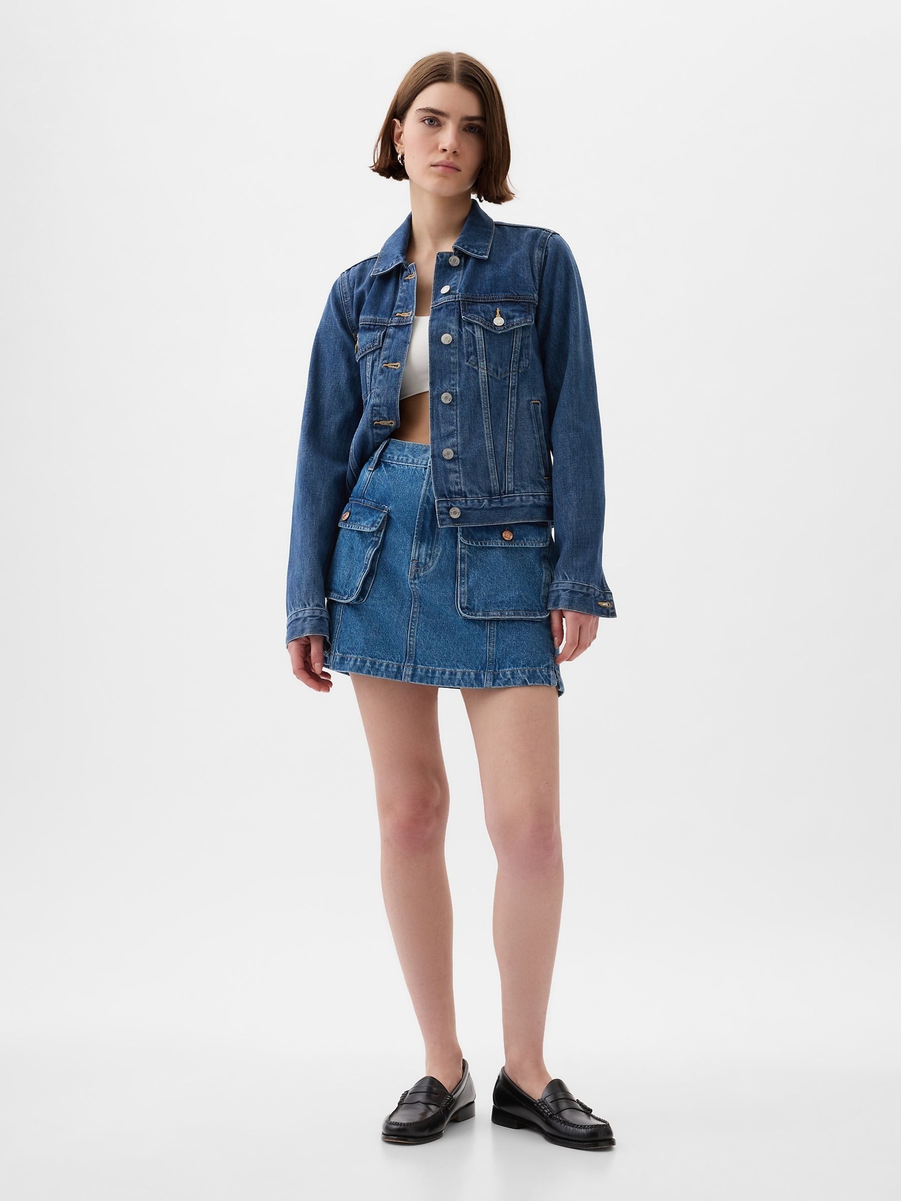 Blue Denim Cargo Mini Skirt - Image 3 of 3
