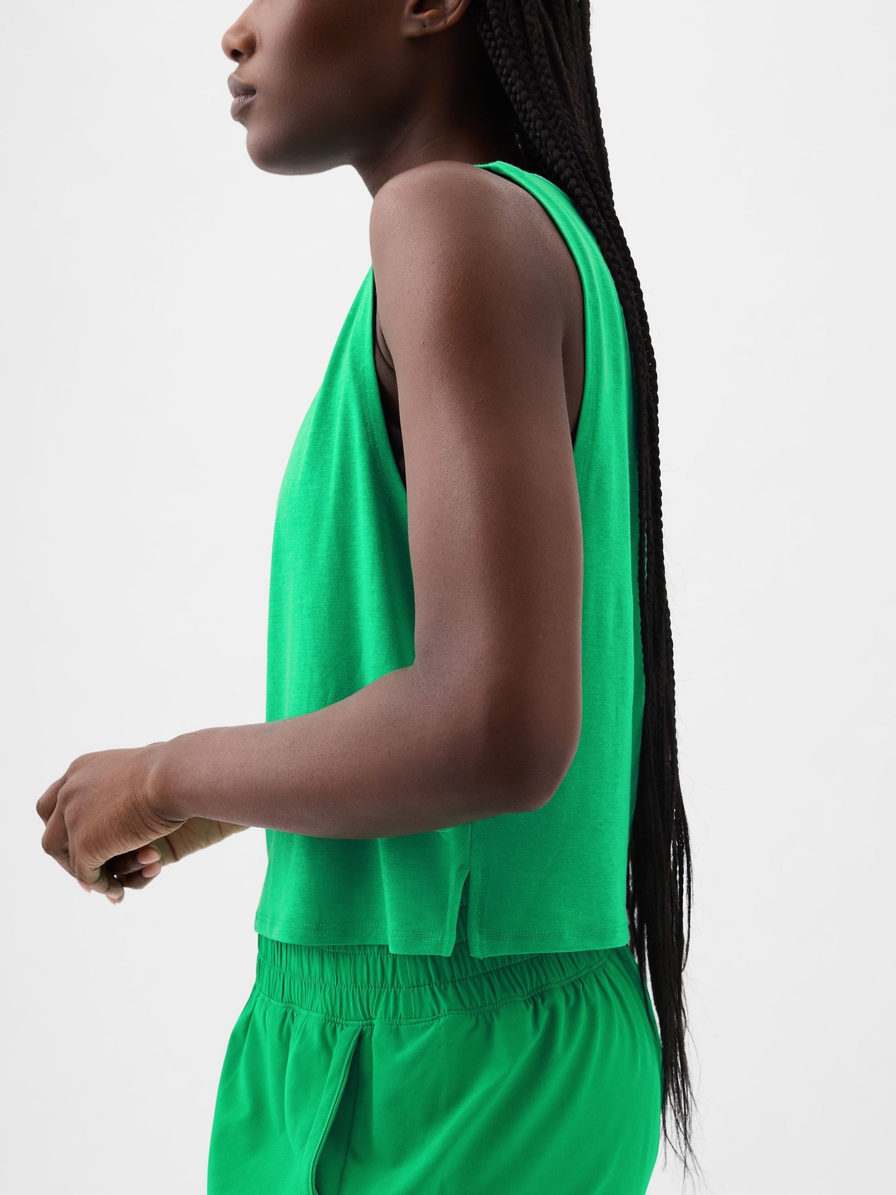 Green Crew Neck Breathe Cropped Muscle T-Shirt - Image 4 of 5