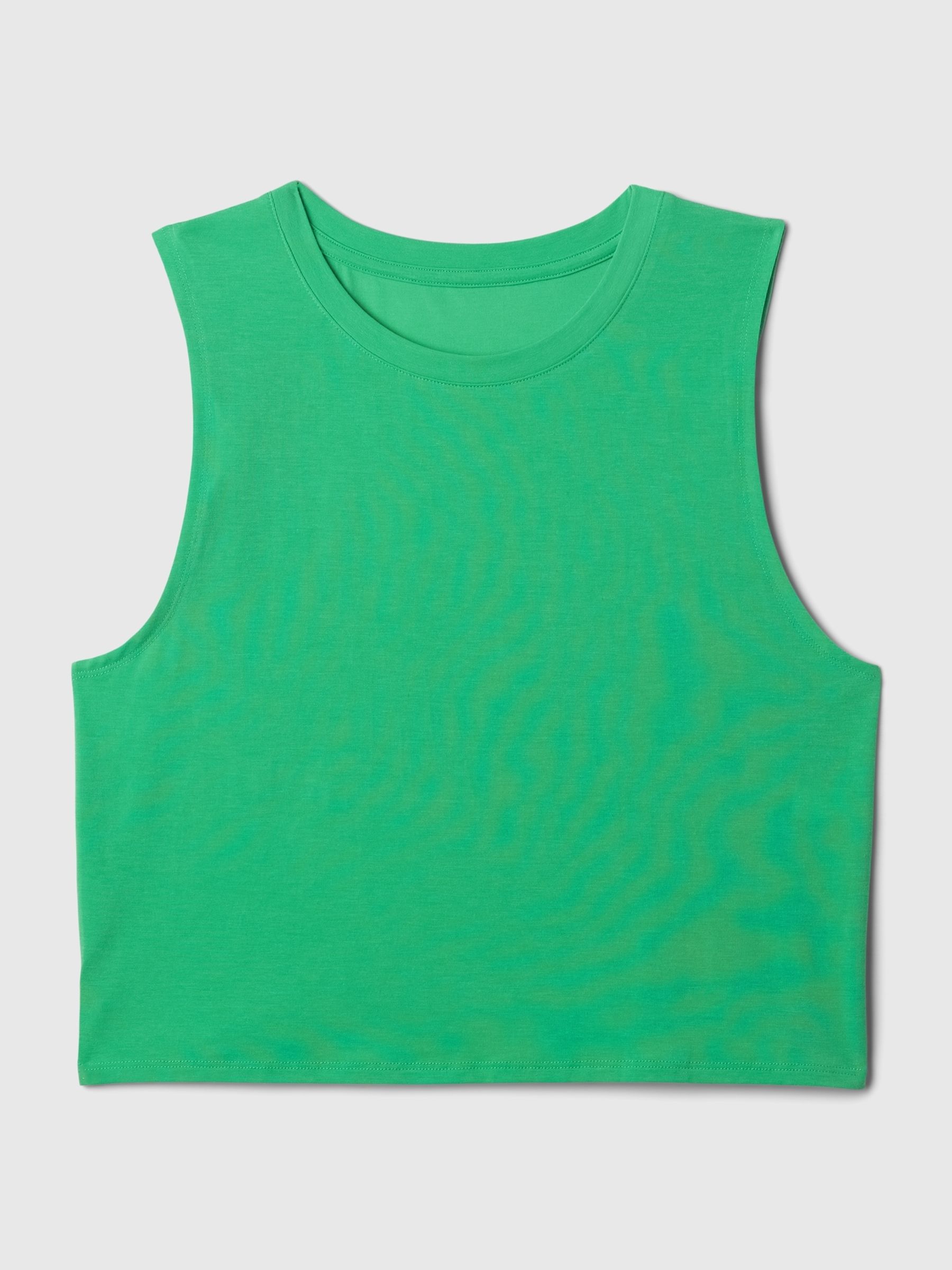 Green Crew Neck Breathe Cropped Muscle T-Shirt - Image 5 of 5