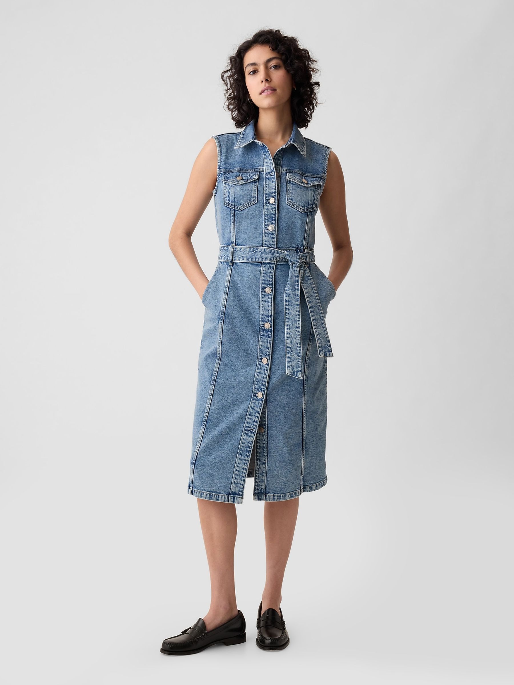 Blue Denim Midi Dress | Gap Blue Denim Midi Dress | Gap