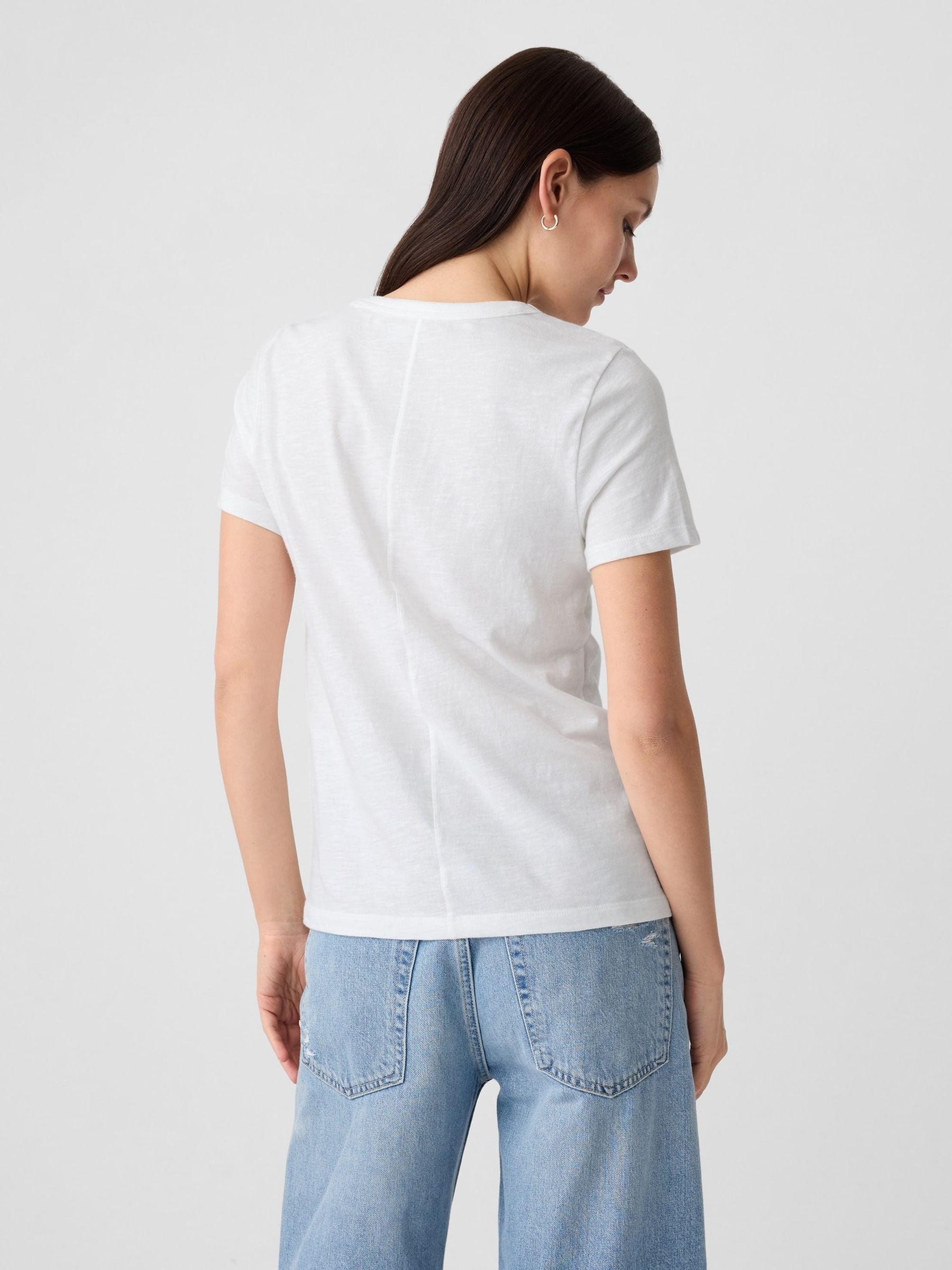 White Cotton Short Sleeve Crew Neck T-Shirt - Image 2 of 4