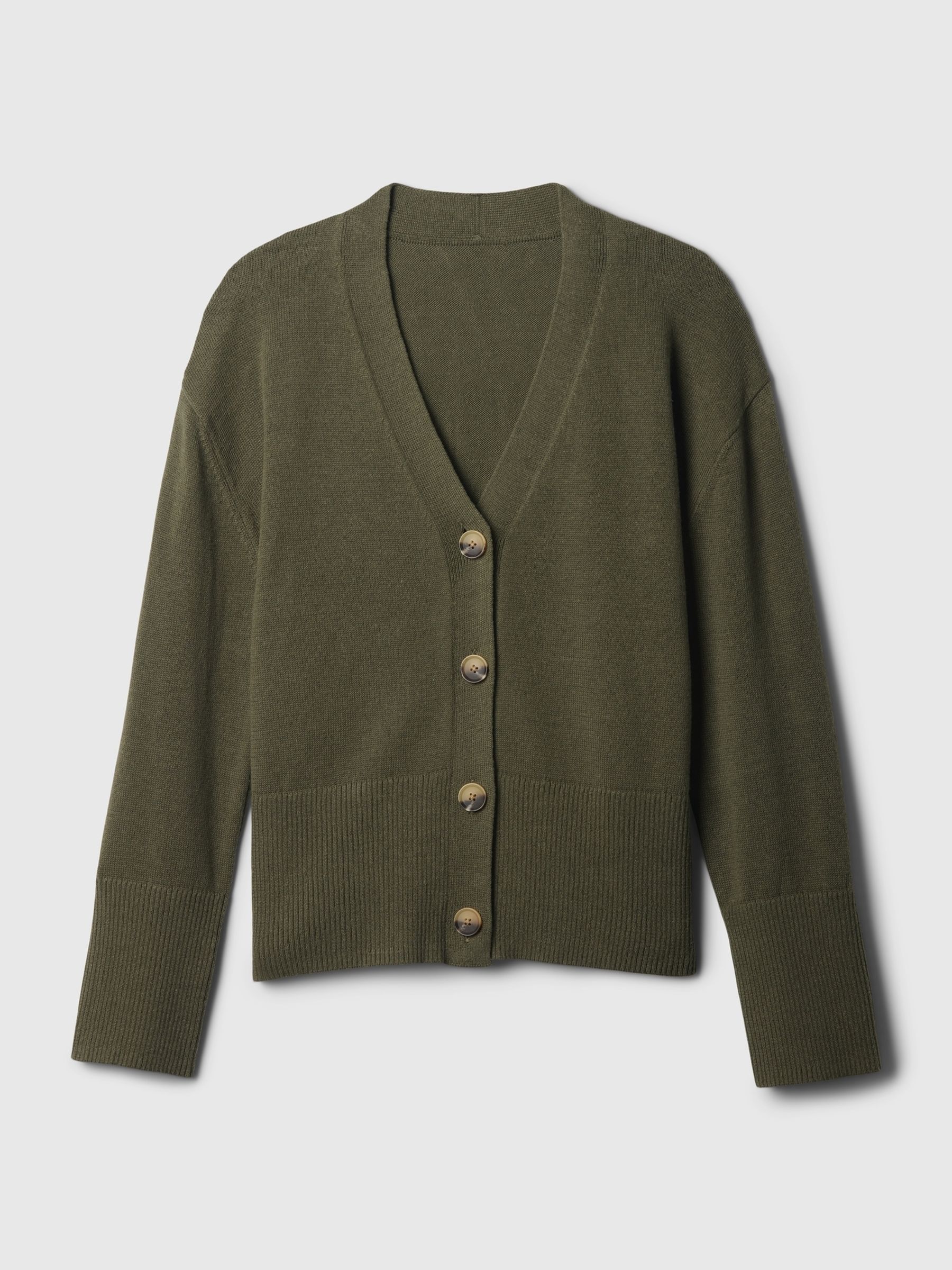 Khaki Green 24/7 Split-Hem Linen Blend Oversized Cardigan - Image 5 of 5