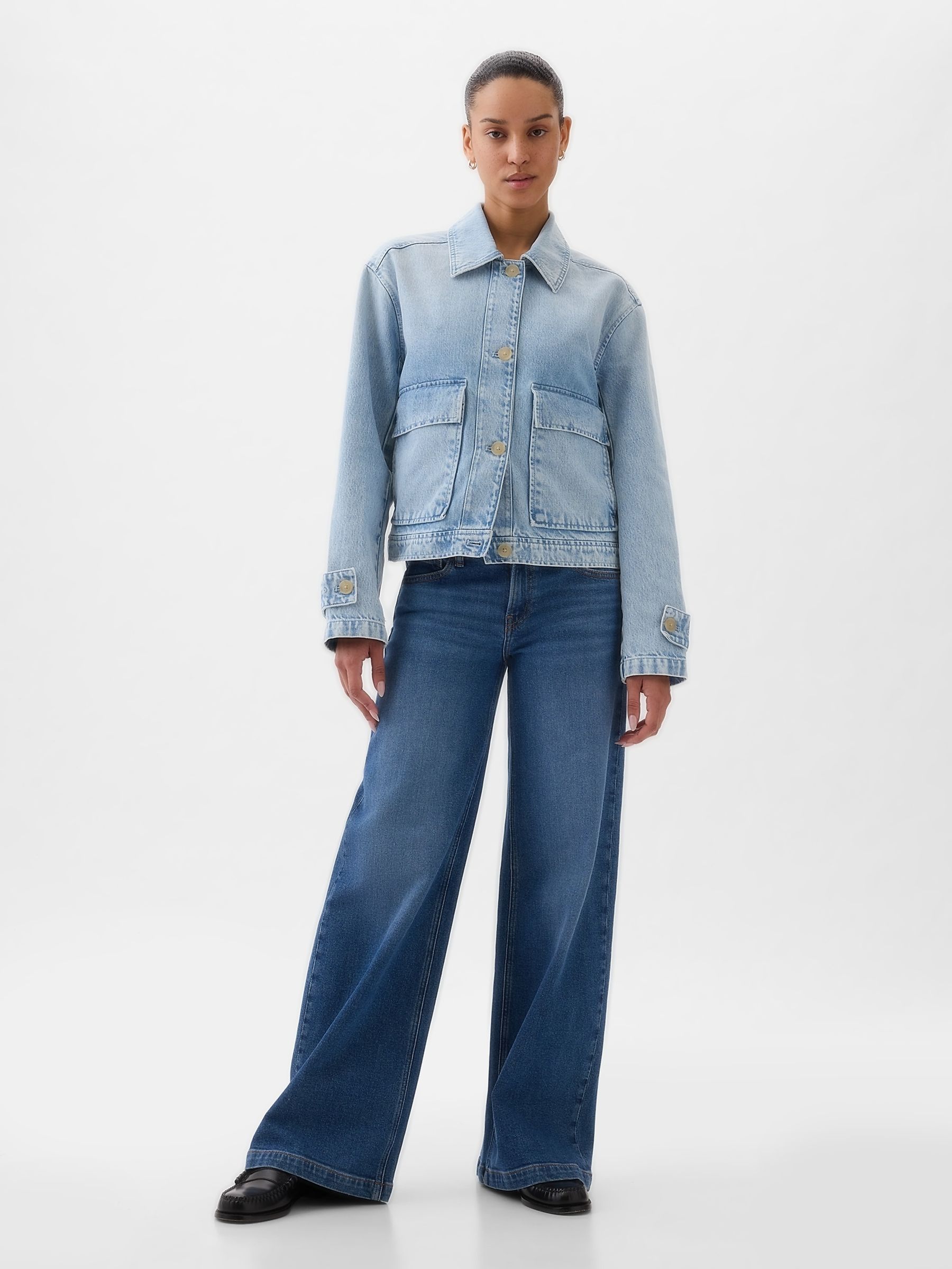 Blue Denim Utility Shirt Jacket - Image 3 of 5