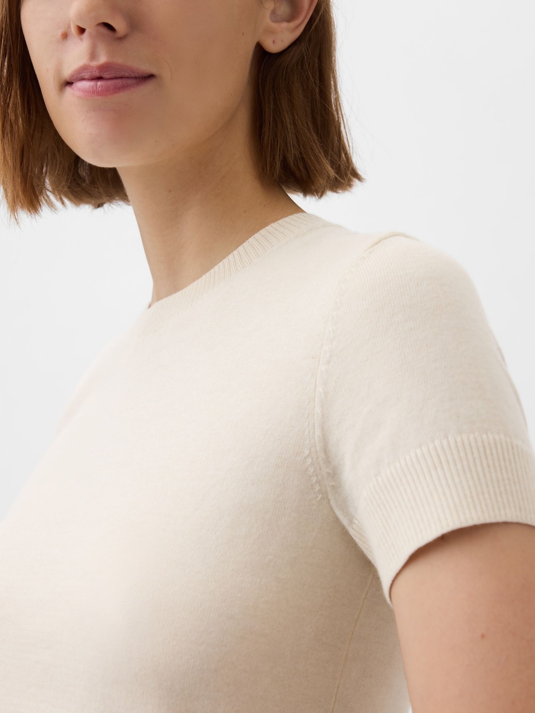 Neutral Lightweight CashSoft Short Sleeve Jumper - Image 2 of 2
