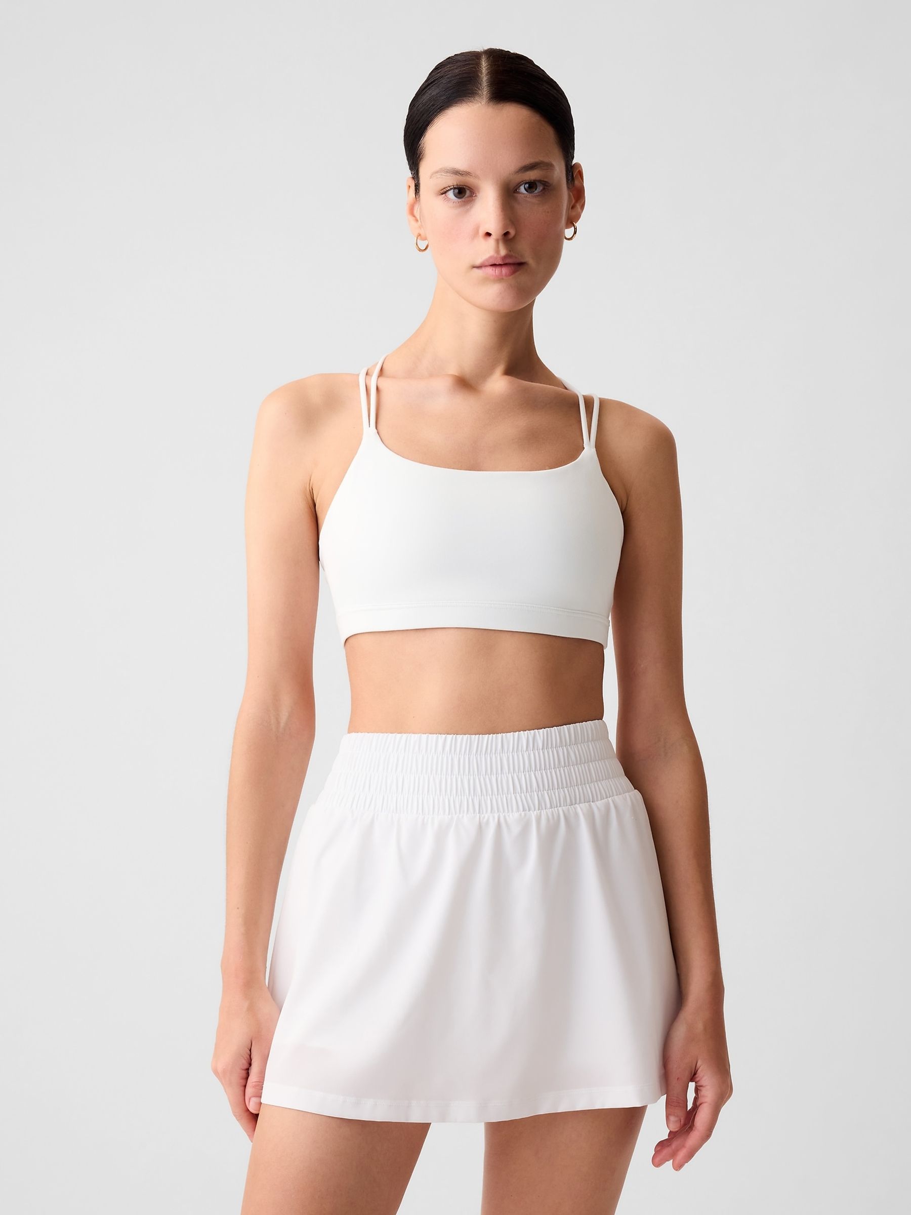 White Power Medium Impact Racerback Strappy Sports Bra - Image 1 of 5