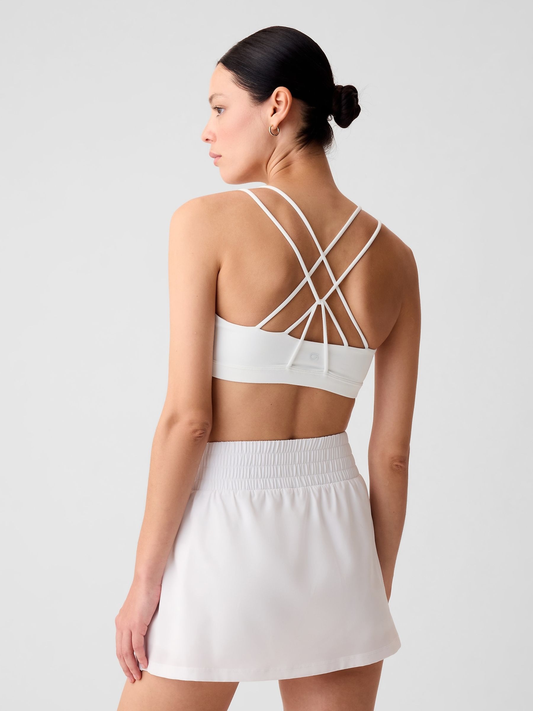 White Power Medium Impact Racerback Strappy Sports Bra - Image 2 of 5